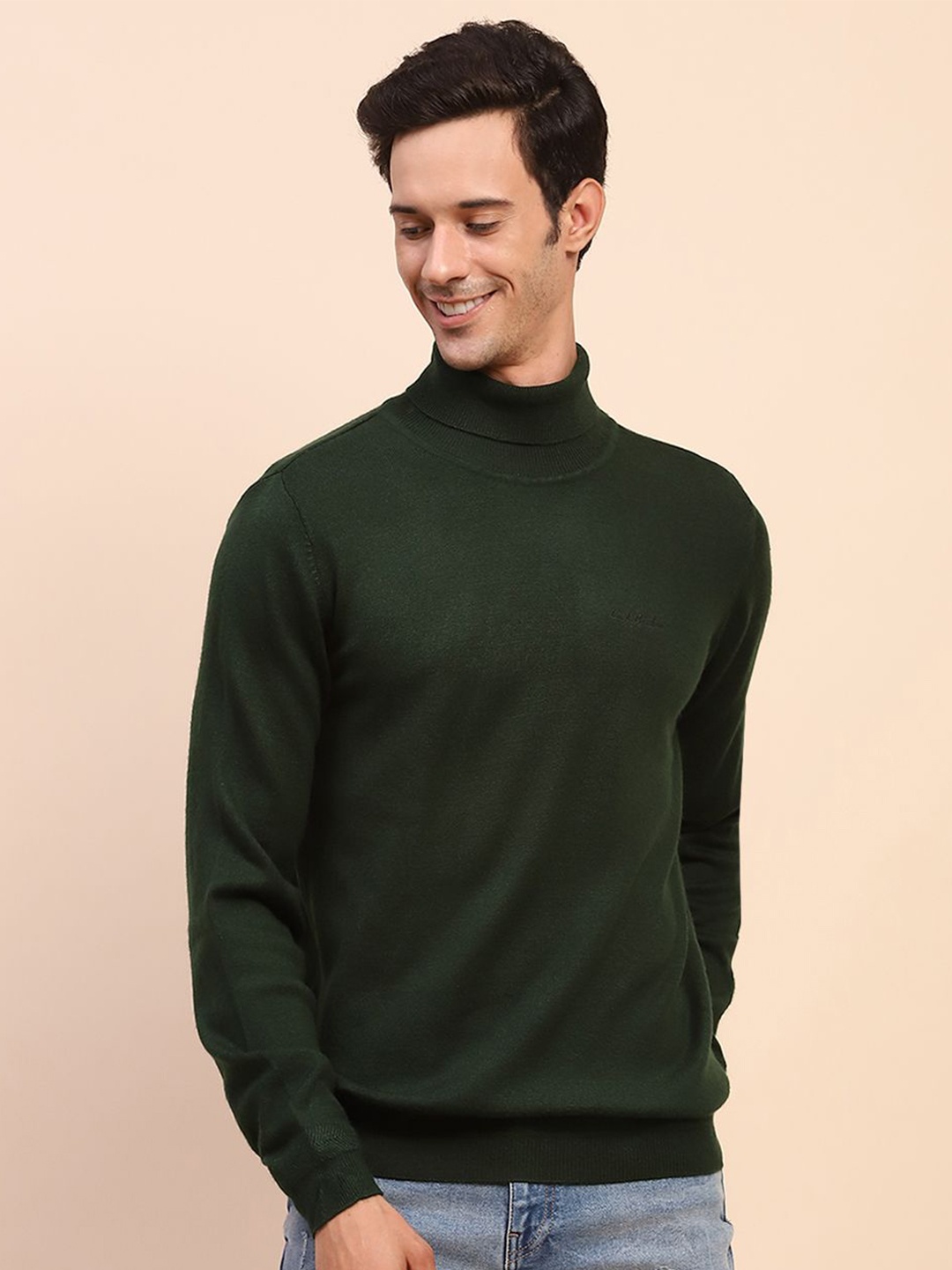 

CAMLA Men Turtle Neck Pullover, Olive
