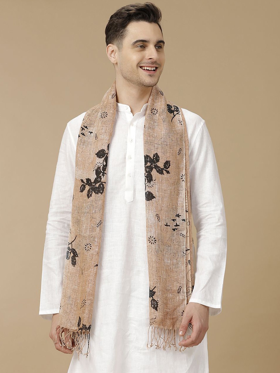 

Linen Club Unisex Printed Stole, Brown