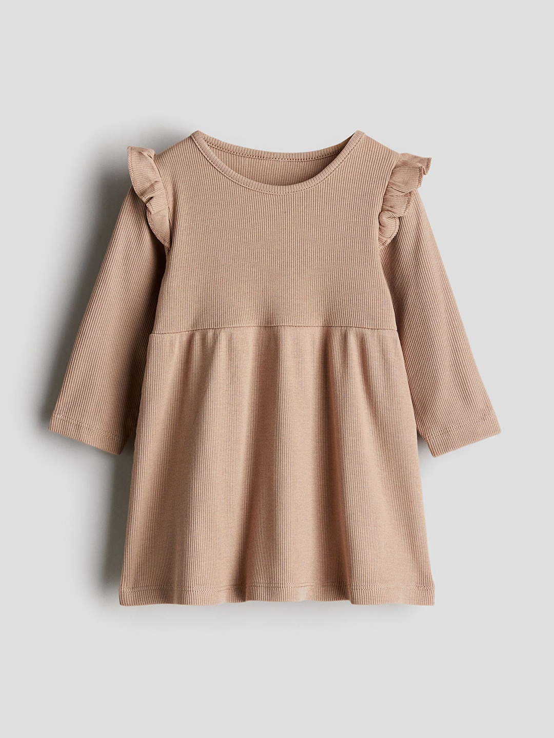 

H&M Infant Girls Ribbed Cotton Dress, Beige