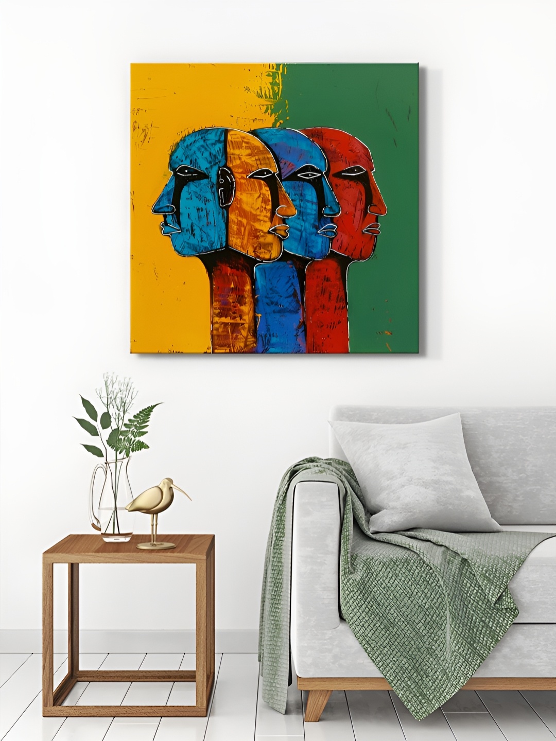 

999Store Yellow & Blue Tribal Art Canvas Painting Wall Art