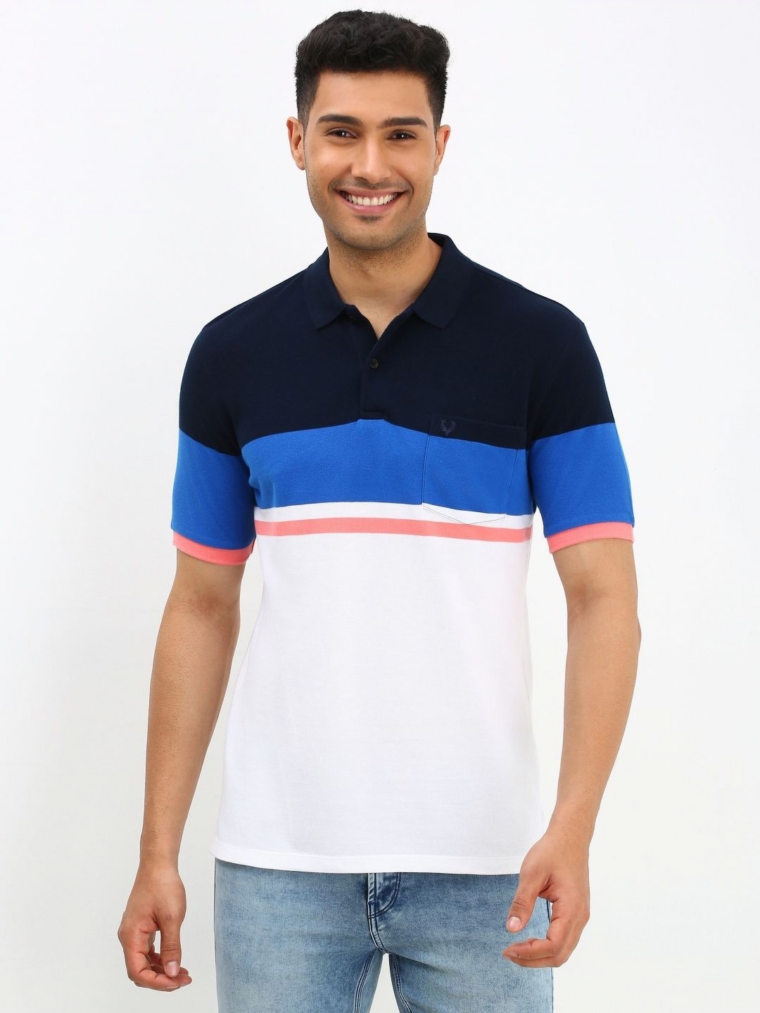 

Allen Solly Men Colourblocked Polo Collar Cotton T-shirt, White