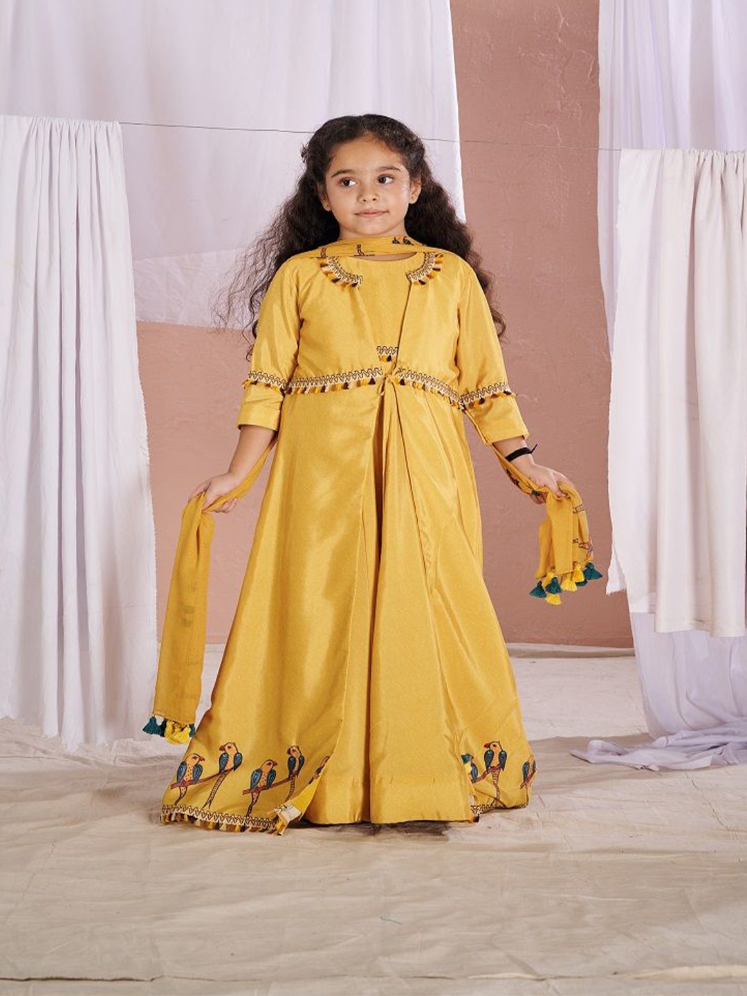 

Vivedkids Georgette A-Line Dress, Yellow