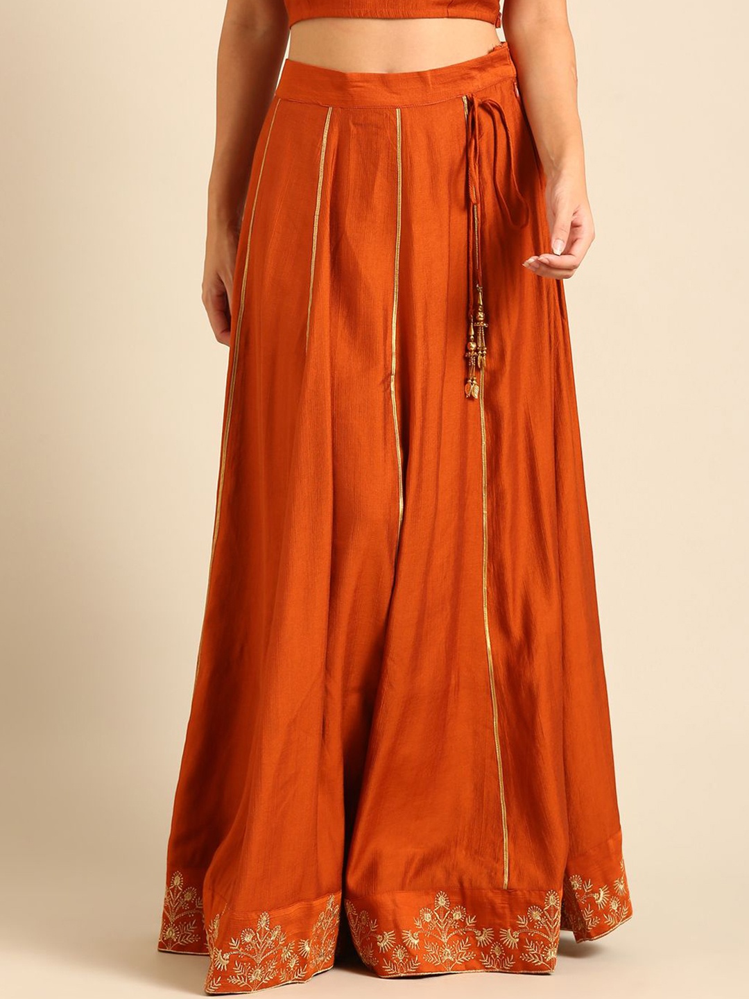 

De Moza Flared Maxi Skirts, Orange
