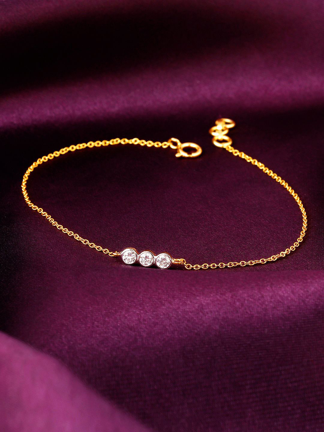 

GIVA 14K Yellow Gold Classic Glamour Diamond Bracelet-2.71gm