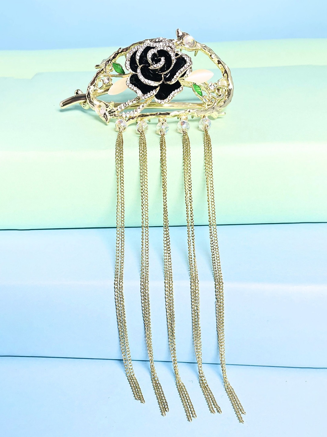 

MANSIYAORANGE Women Embellished Party Wear Hair Accessory Set, Gold