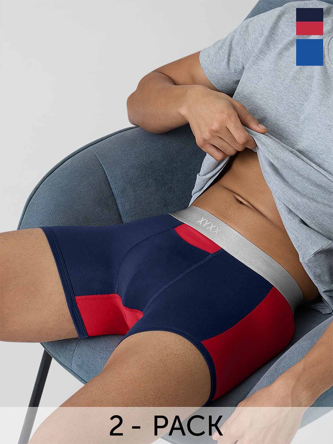 

XYXX Men IntelliSoft Antimicrobial Micro Modal Pack of 2 Illuminati Trunks XYTRNK2PCKN212, Navy blue