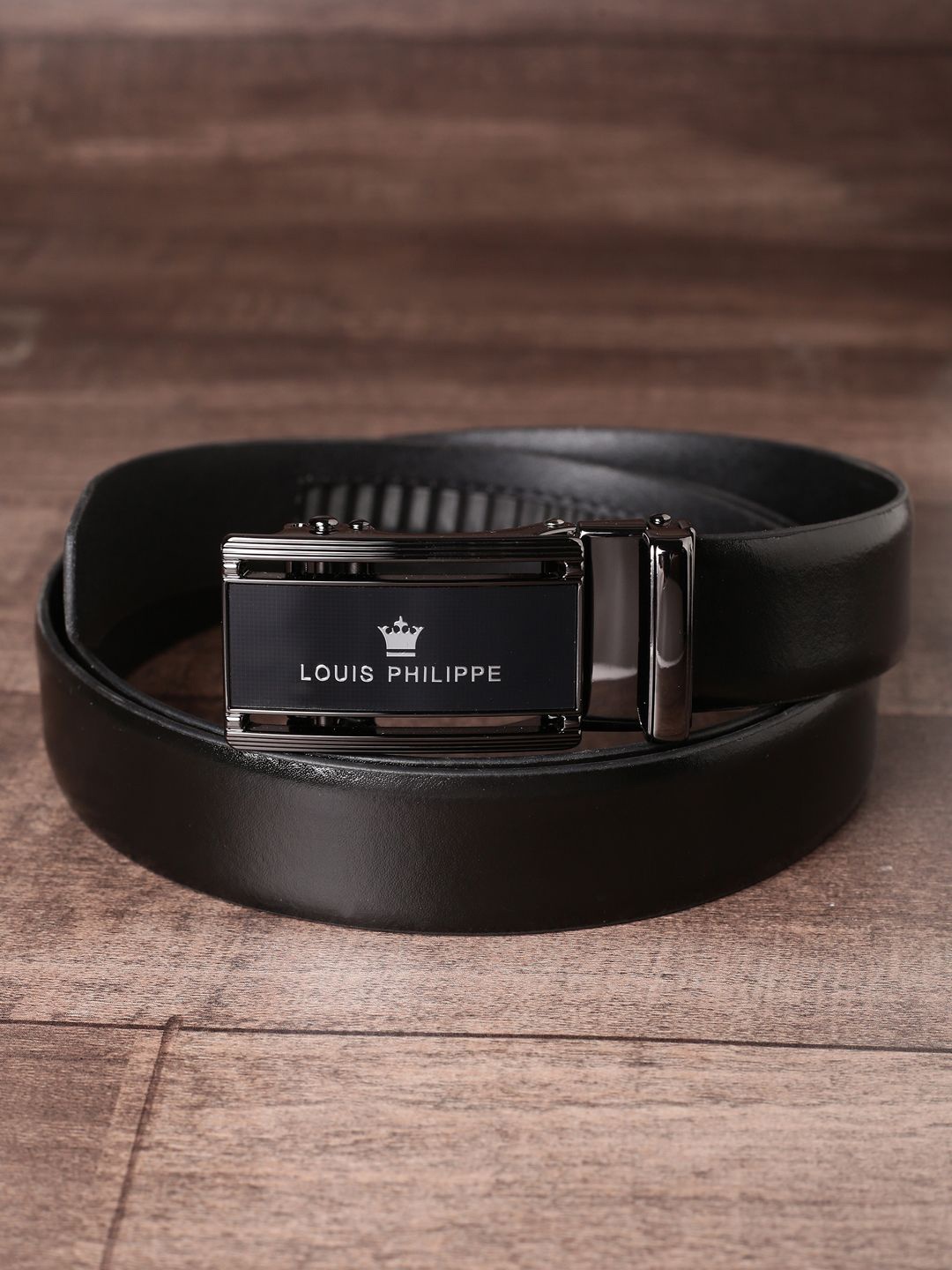 

Louis Philippe Men Textured Leather Formal Belt, Black