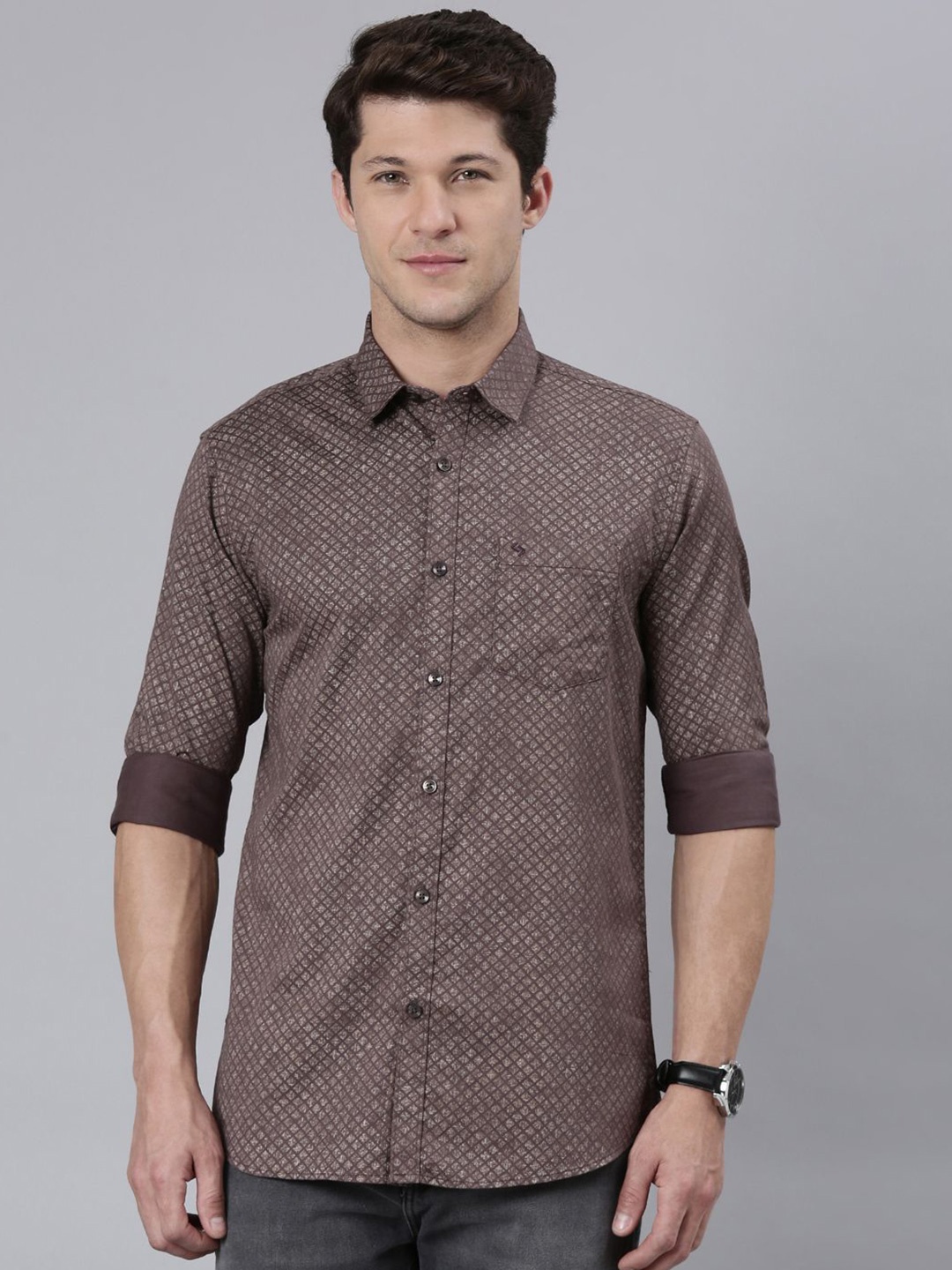 

Classic Polo Men India Slim Cotton Slim Fit Casual Shirt, Brown