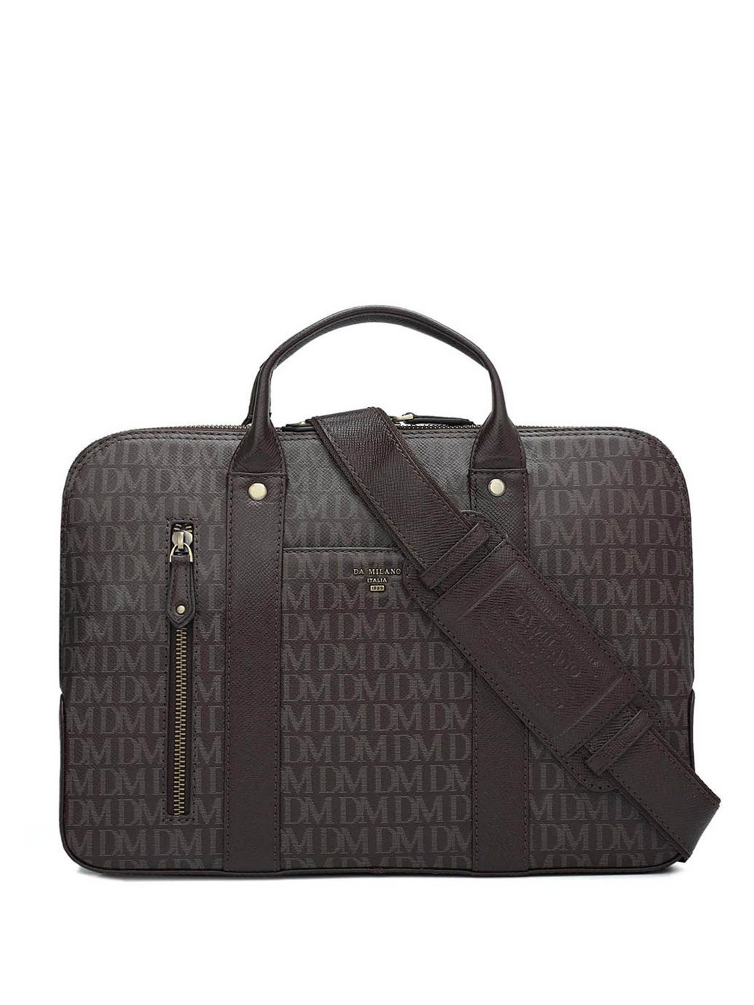 

Da Milano Unisex Textured Leather Laptop Sleeve, Brown