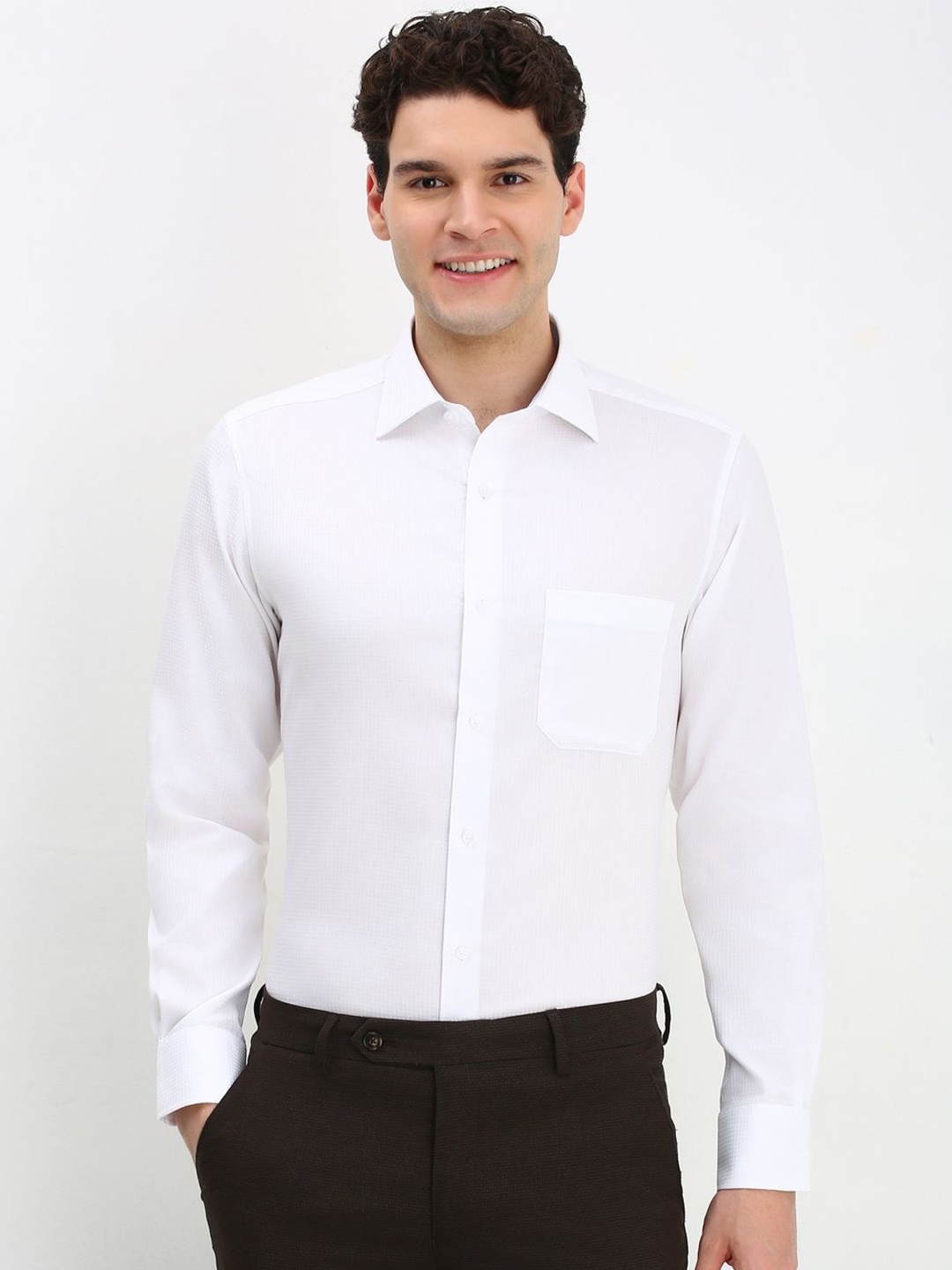 

Allen Solly Sport Men Self Design Cutaway Collar Formal Shirt, White