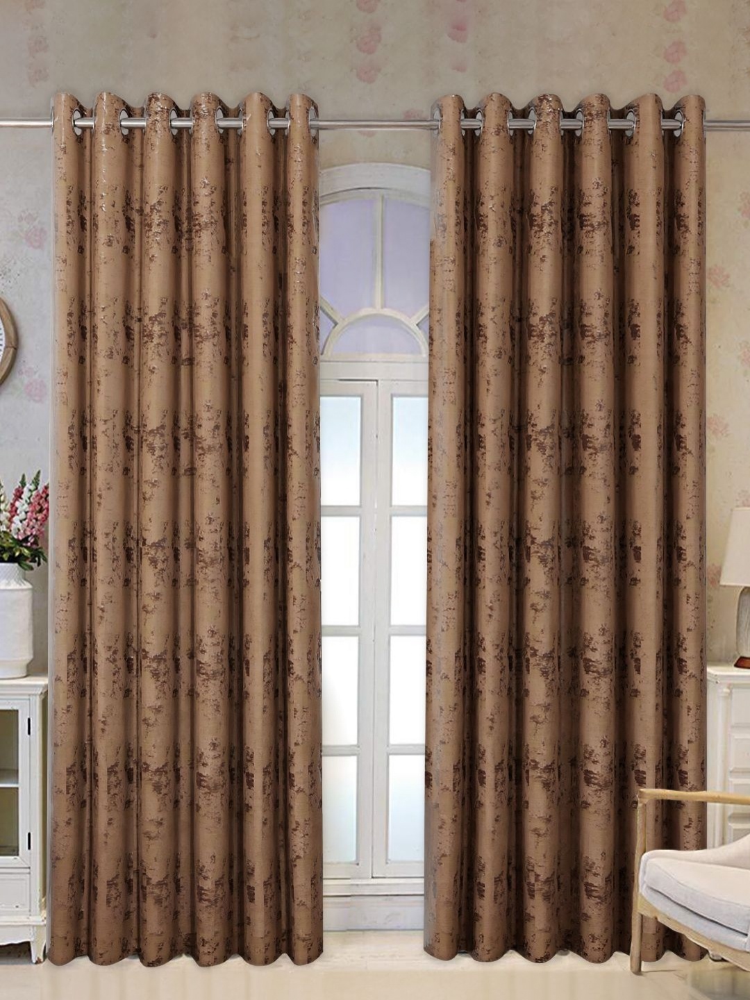 

Tesmare Brown Self Design Room Darkening Long Door Curtain