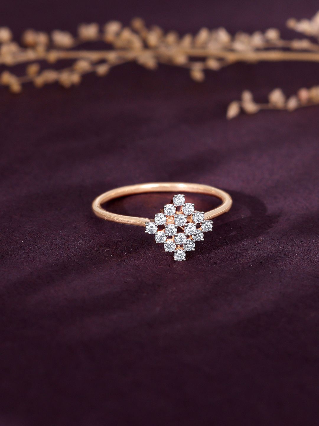 

GIVA Women 18KT BIS Hall Mark Rose Gold Noble Diamond Ring