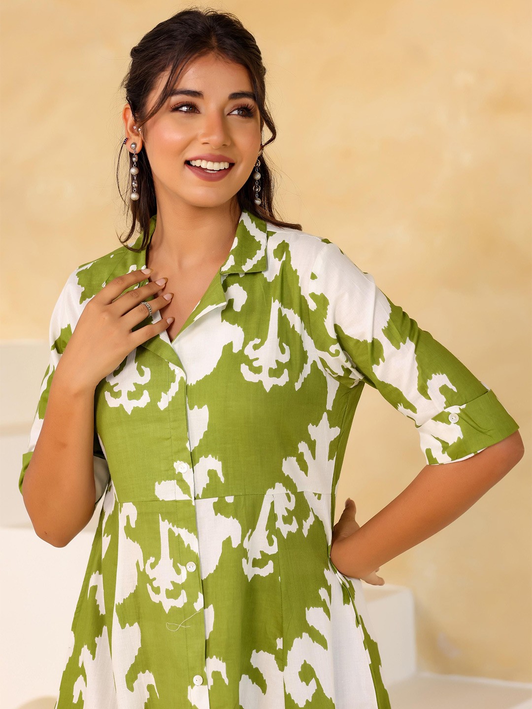 

FLAVIA CREATION Printed Cotton Midi A-Line Dress, Multi