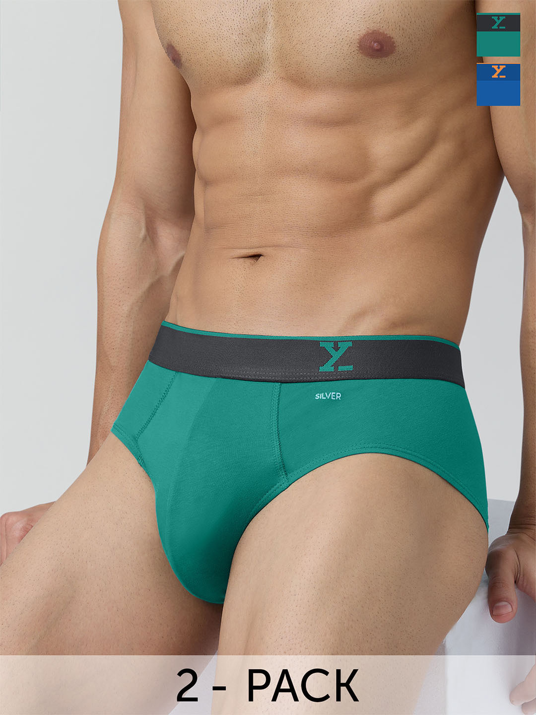 

XYXX Men Pack of 2 Traq Silver Cotton Trunk, Blue