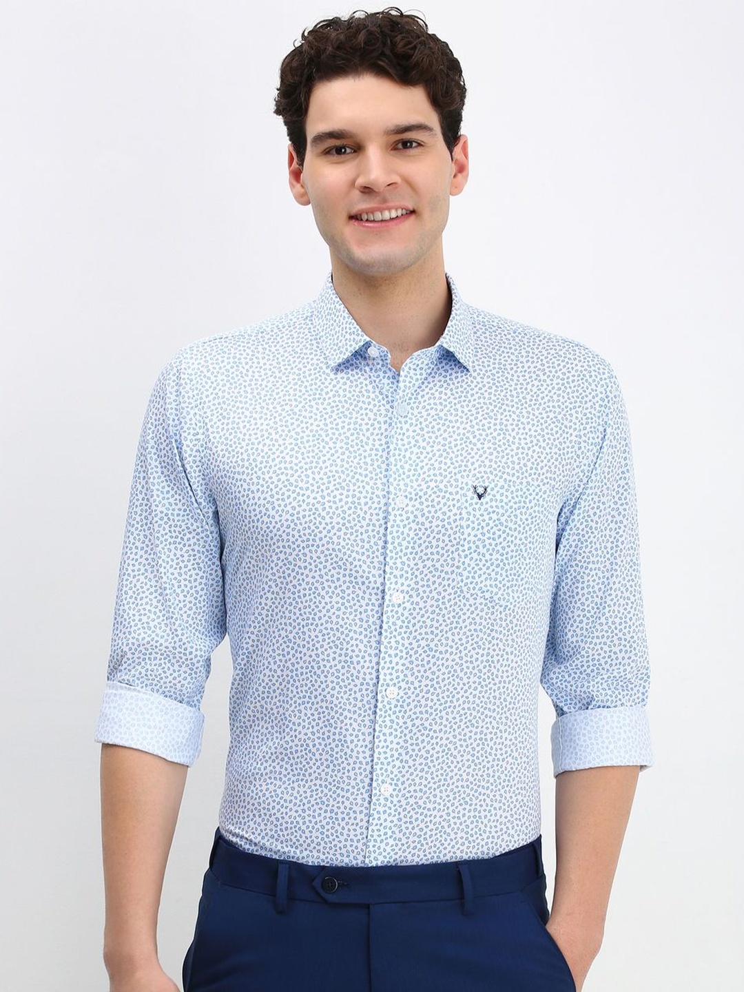 

Allen Solly Men Floral Printed Cotton Slim Fit Formal Shirt, White