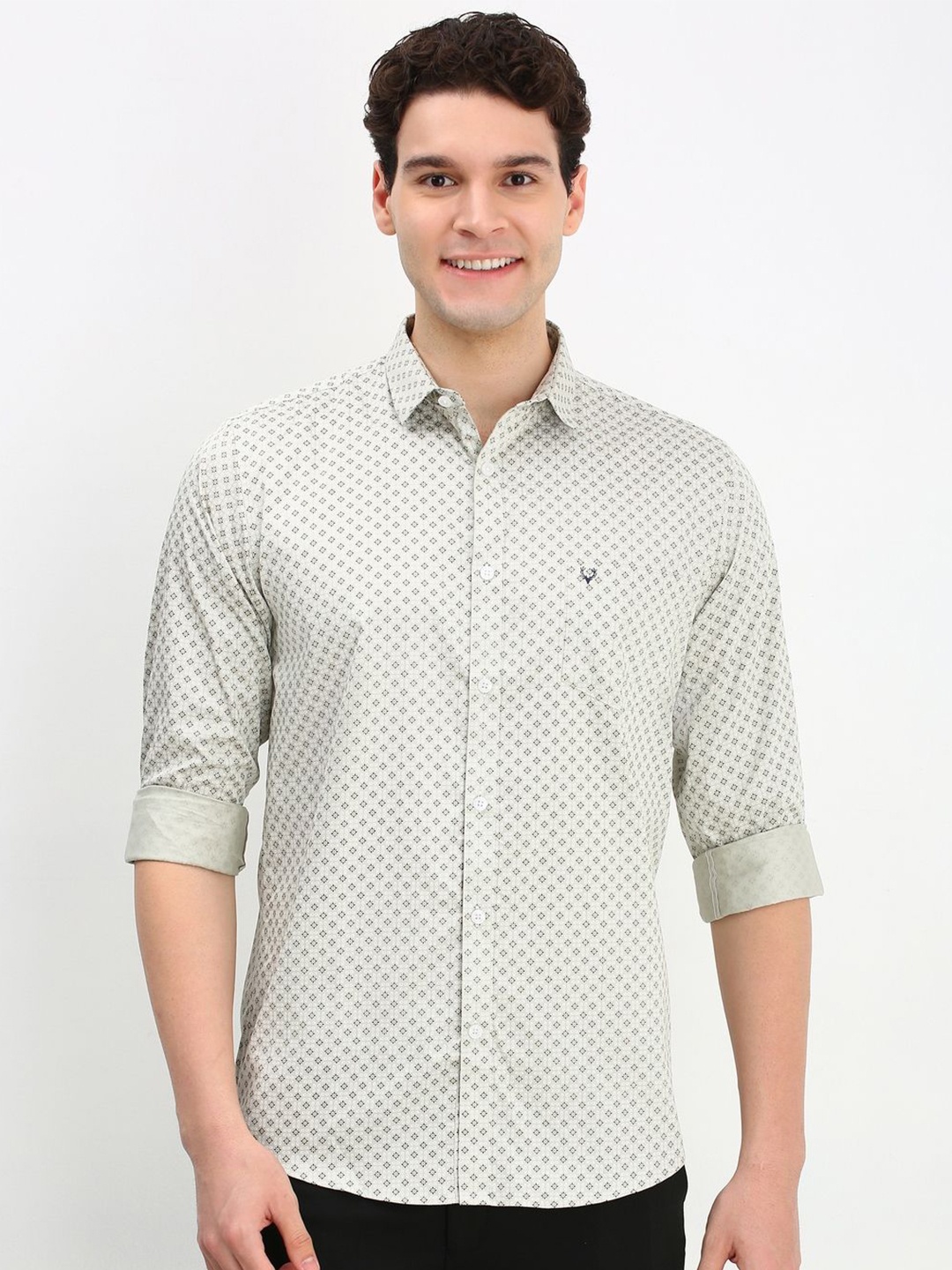 

Allen Solly Men Geometric Printed Pure Cotton Slim Fit Casual Shirt, Grey