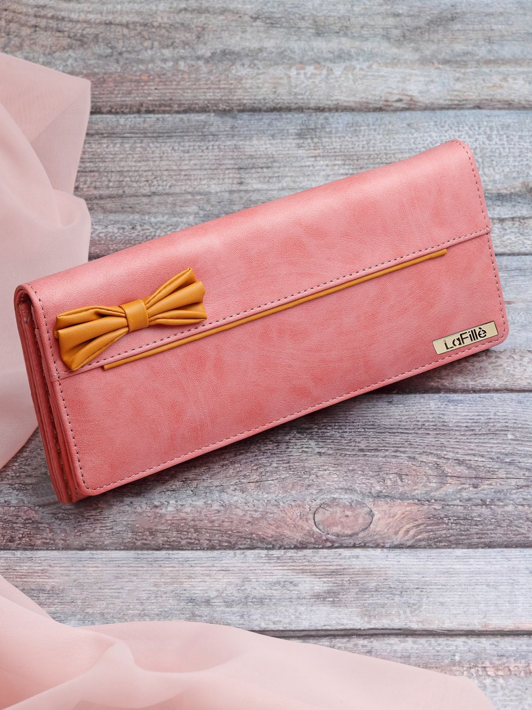 

LaFille Bow Detail Two Fold Wallet, Peach