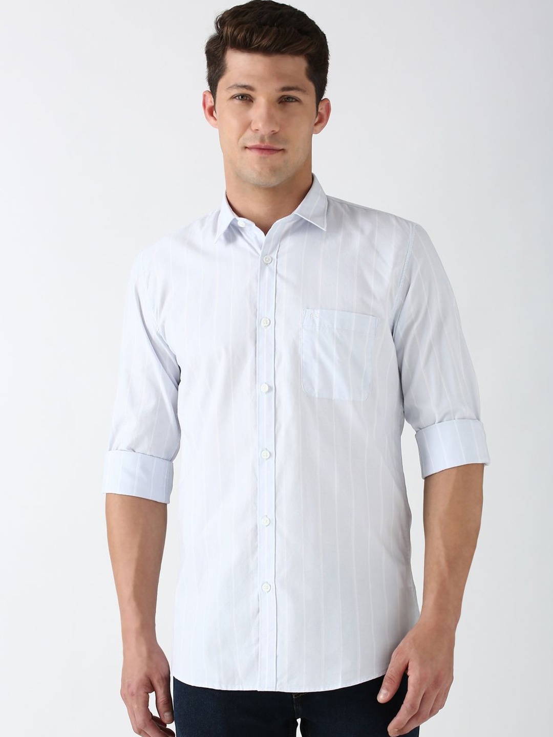 

Peter England Casuals Men Slim Fit Striped Casual Shirt, Blue