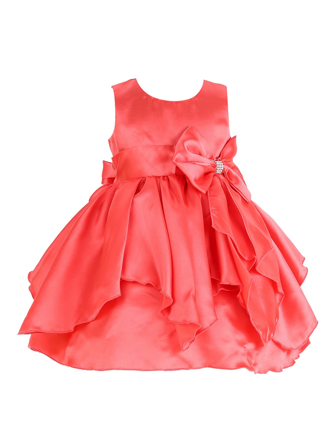 

FAIRY DOLLS Girls Sleeveless Knee length Comes with a belt Fit & Flare Dress, Coral