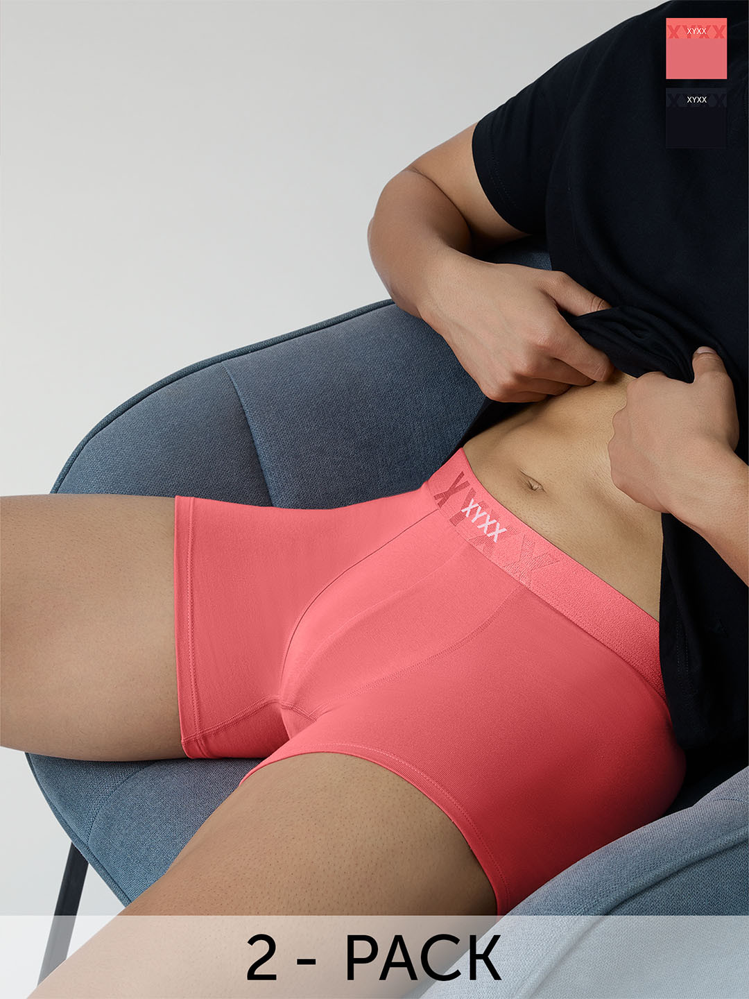 

XYXX Pack Of 2 Anti Bacterial Cotton Trunks XYTRNK2PCKN599, Pink