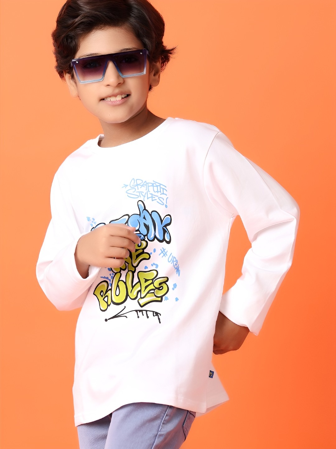 

V-Mart Boys Typography Printed Round Neck Cotton T-shirt, White