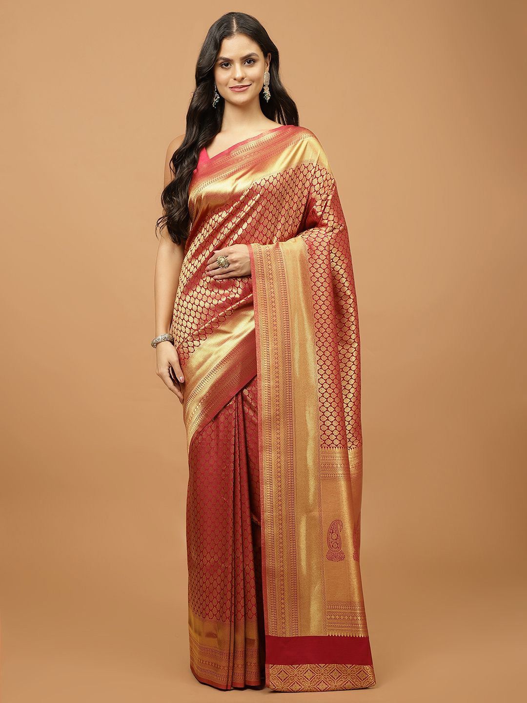 

Meena Bazaar Woven Design Zari Art Silk Saree, Magenta