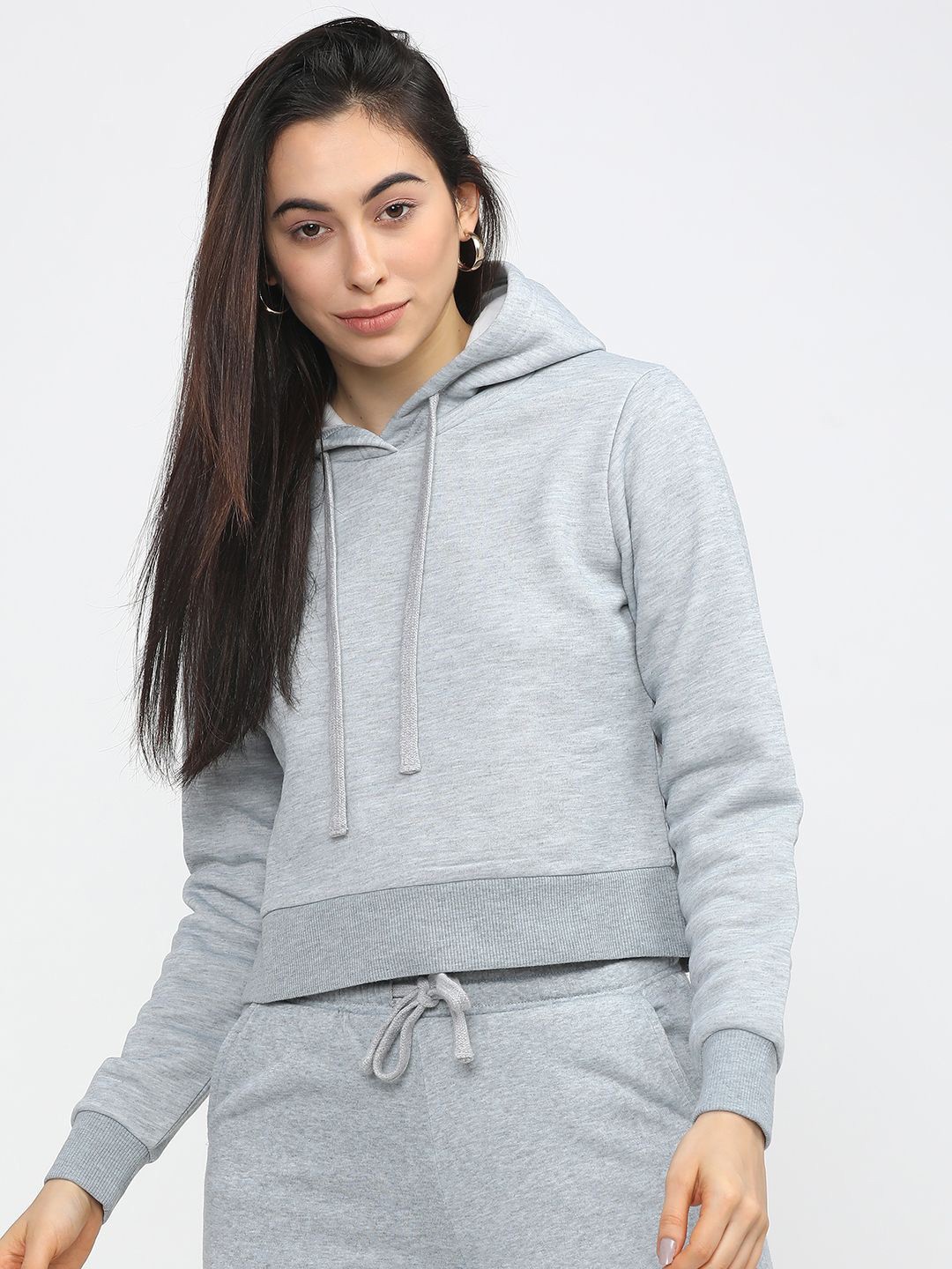 

Tokyo Talkies Women Solid Hood Pullover Sweatshirt, Grey