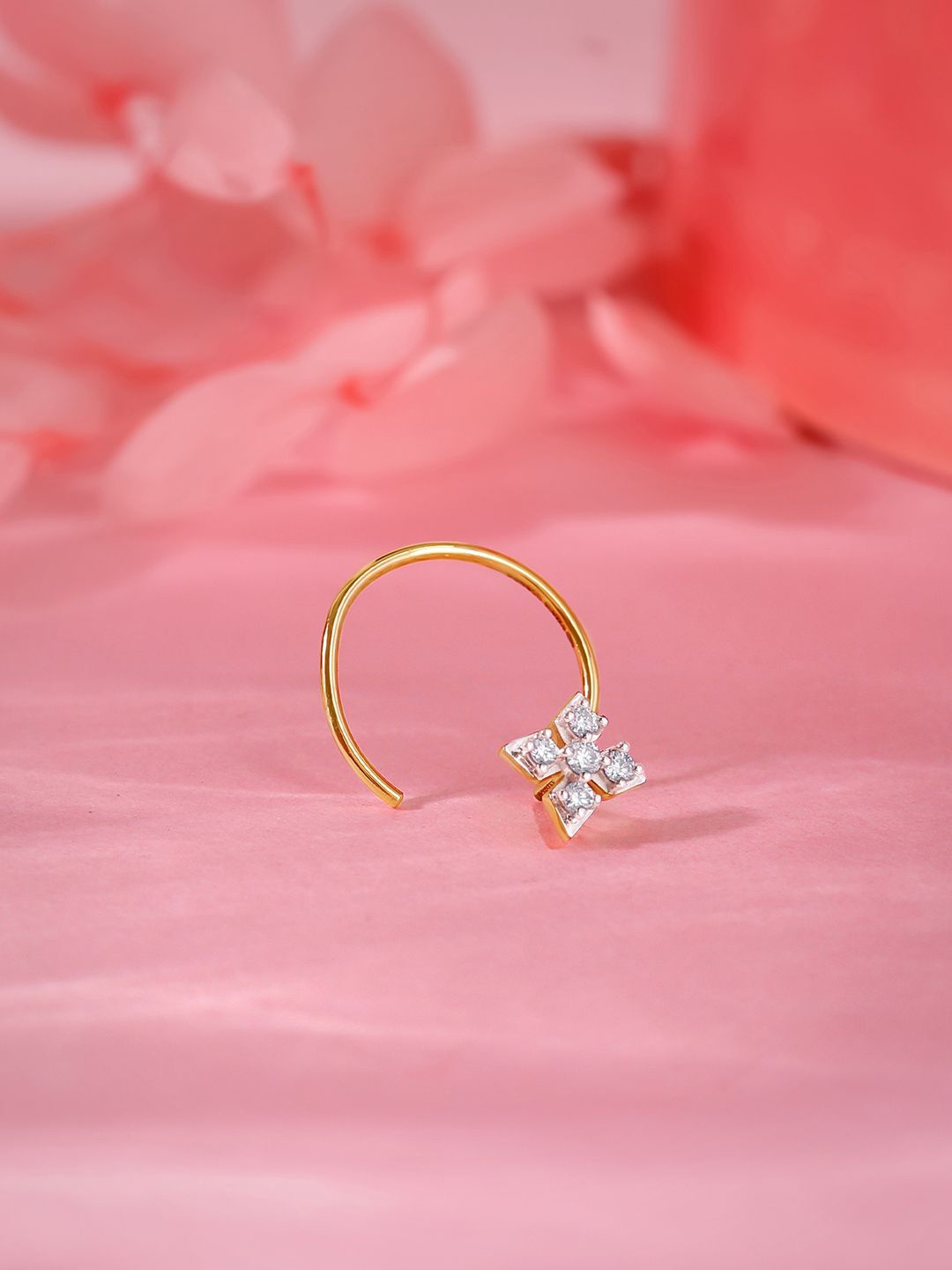 

GIVA 14K Yellow Gold Gilded Petals Diamond Nose Pin