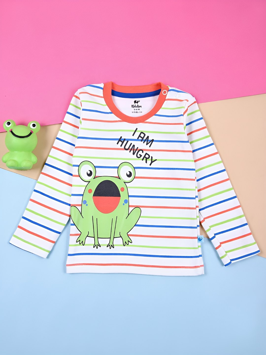 

V-Mart Boys Striped Round Neck Cotton T-shirt, Off white