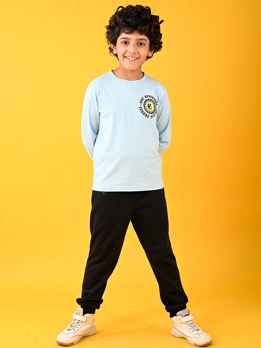 

Anthrilo Boys Printed Pure Cotton T-shirt & Joggers, Blue