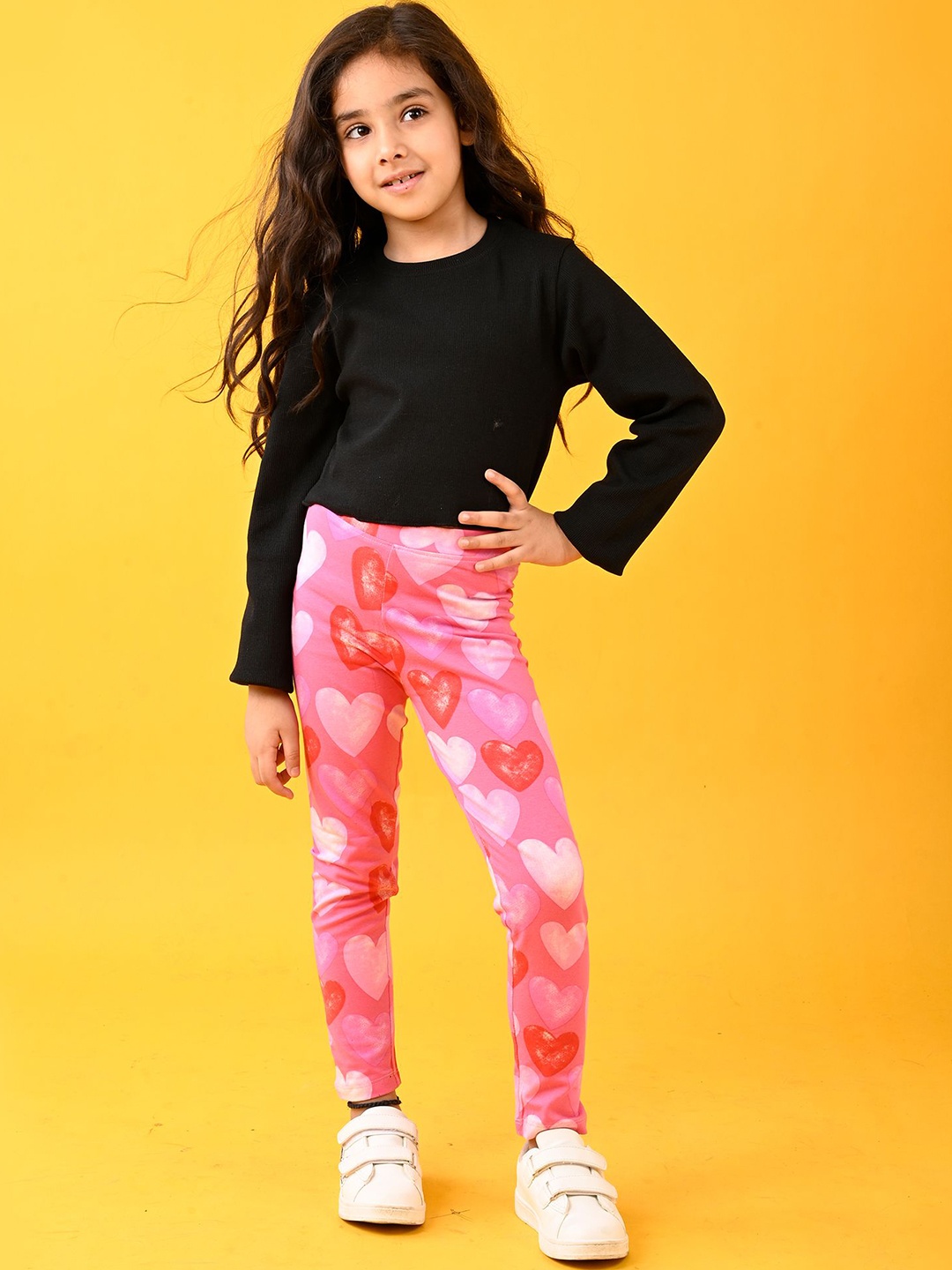 

Anthrilo Girls Pure Cotton Top With Leggings, Black