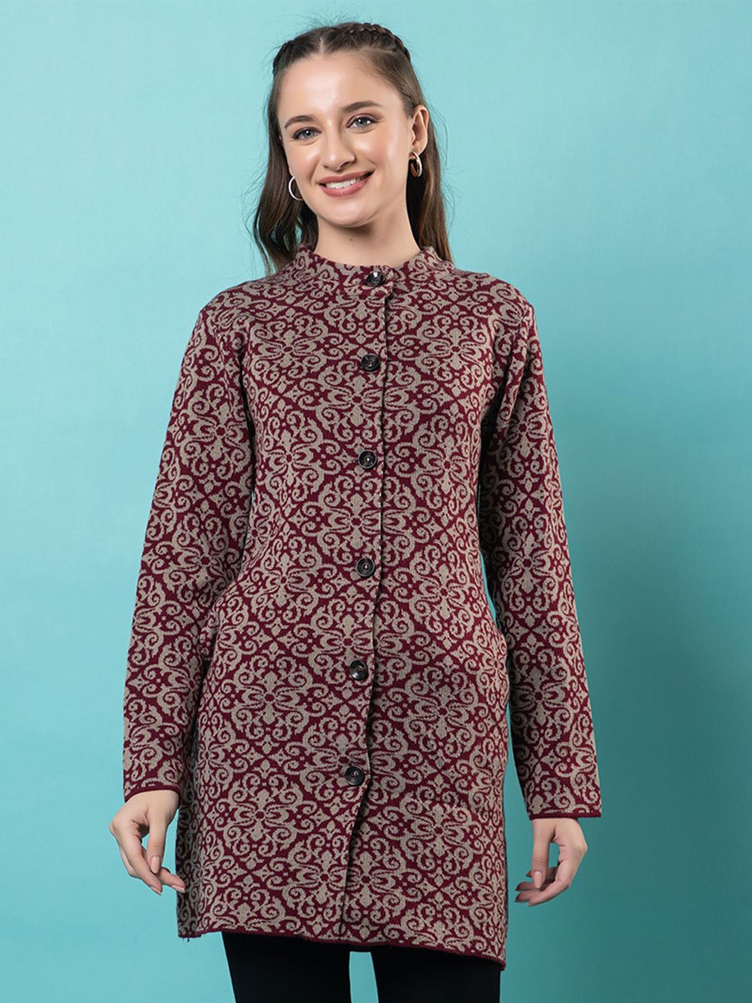 

Anouk Women Floral Printed Cardigan, Maroon