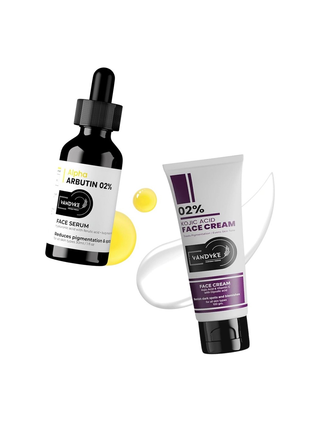 

VANDYKE Set Of 2 2% Kojic Acid Face Cream-100ml & 2% Alpha Arbutin Face Serum-30ml, White
