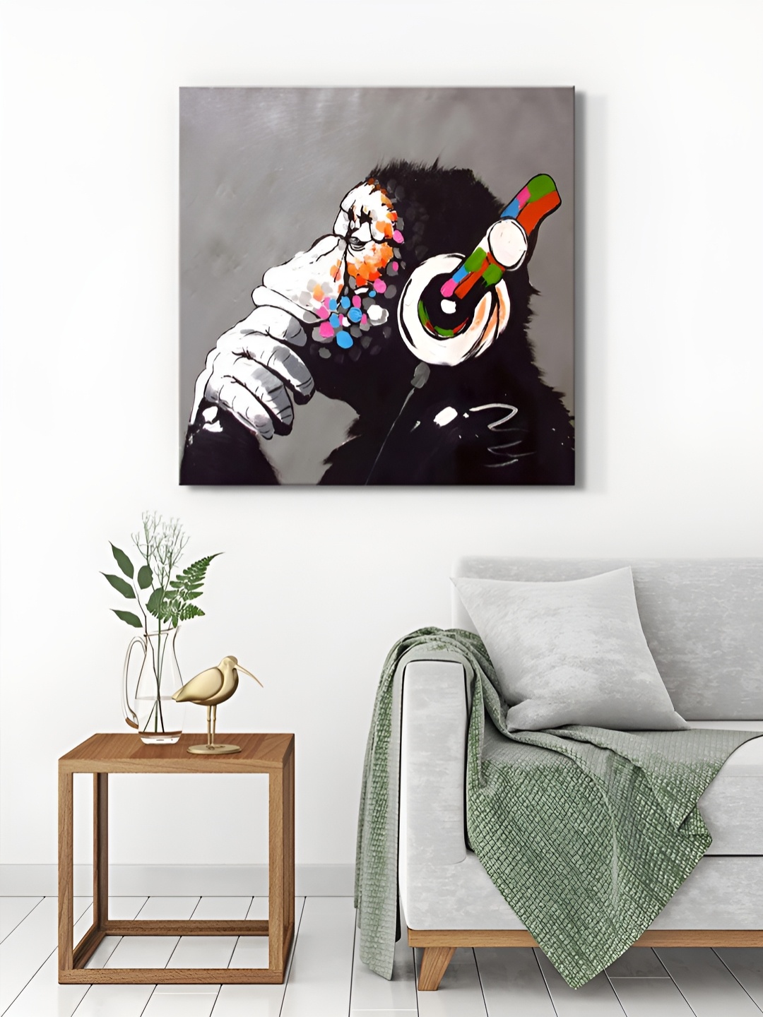 

999Store Grey & Black Monkey Art Canvas Painting Wall Art