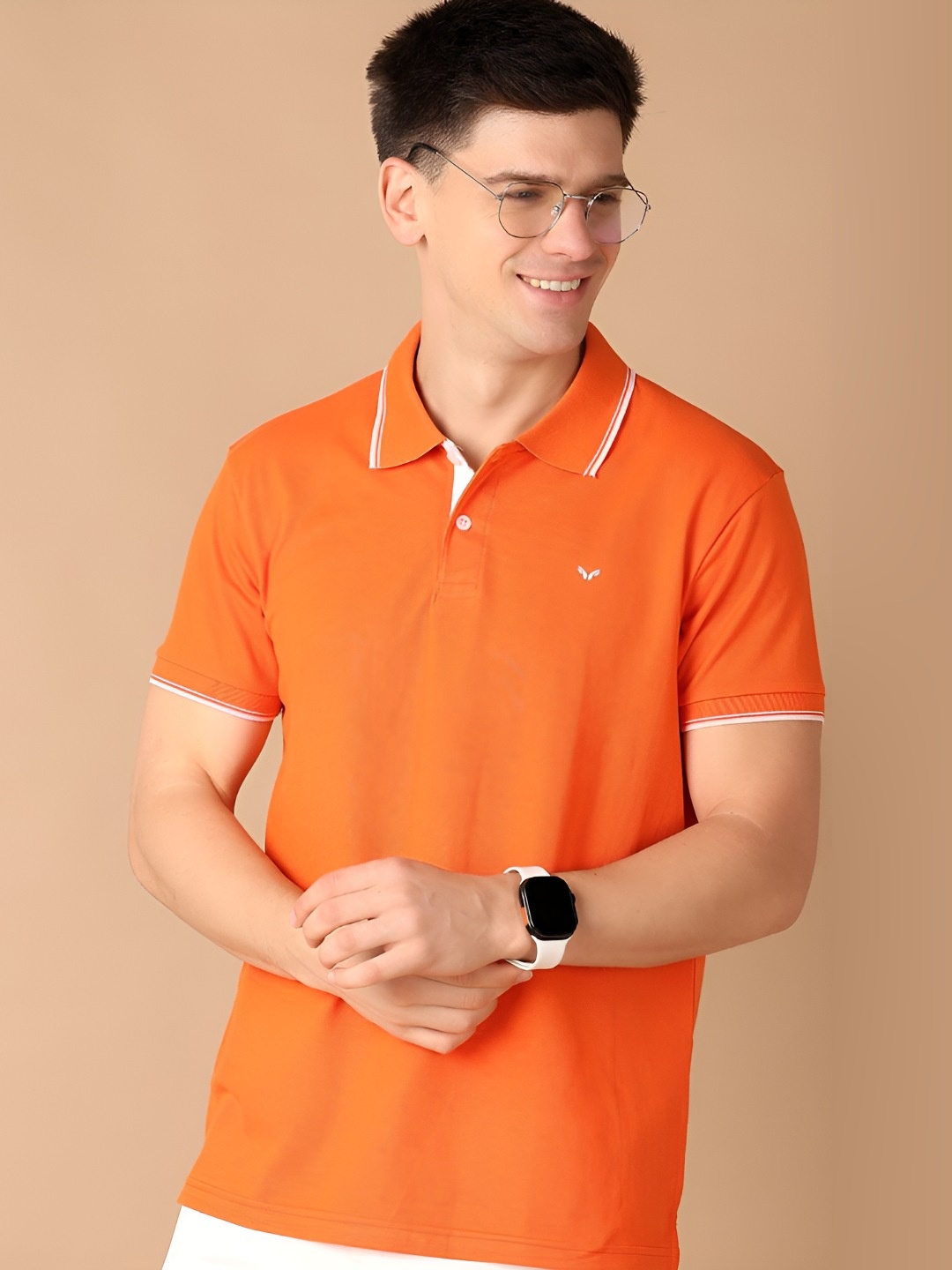 

V-Mart Men Solid Polo Collar Cotton T-shirt, Orange