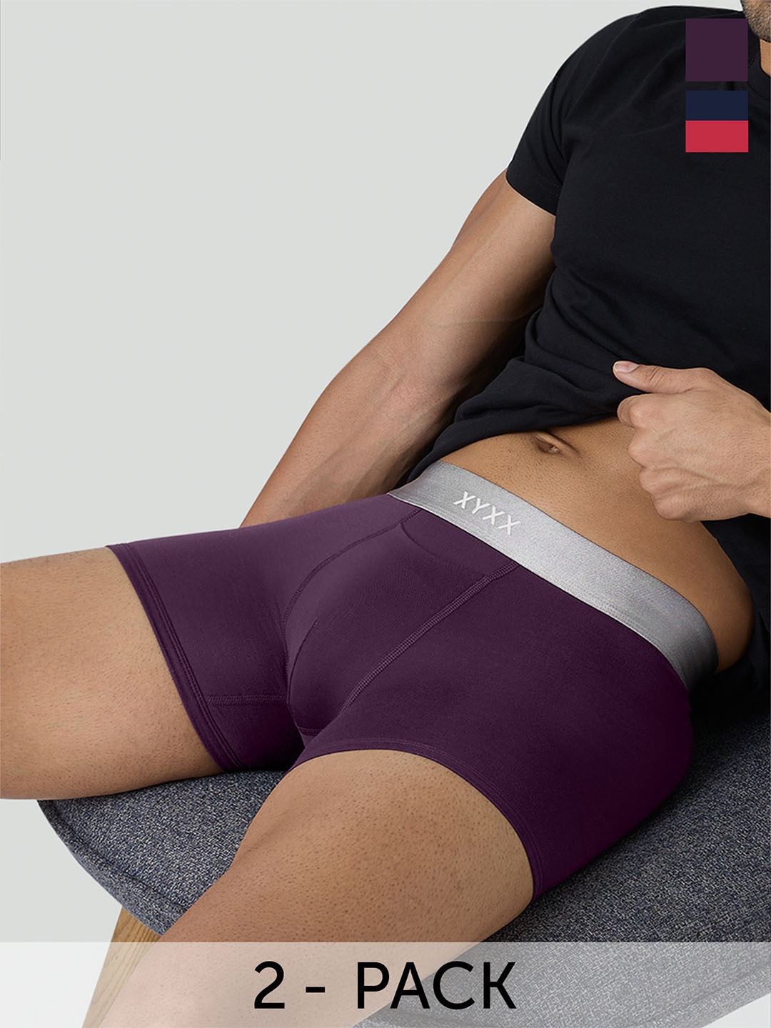 

XYXX Men Pack Of 2 Anti-Microbial Modal Light Weight Sweat Wicking Trunks, Purple