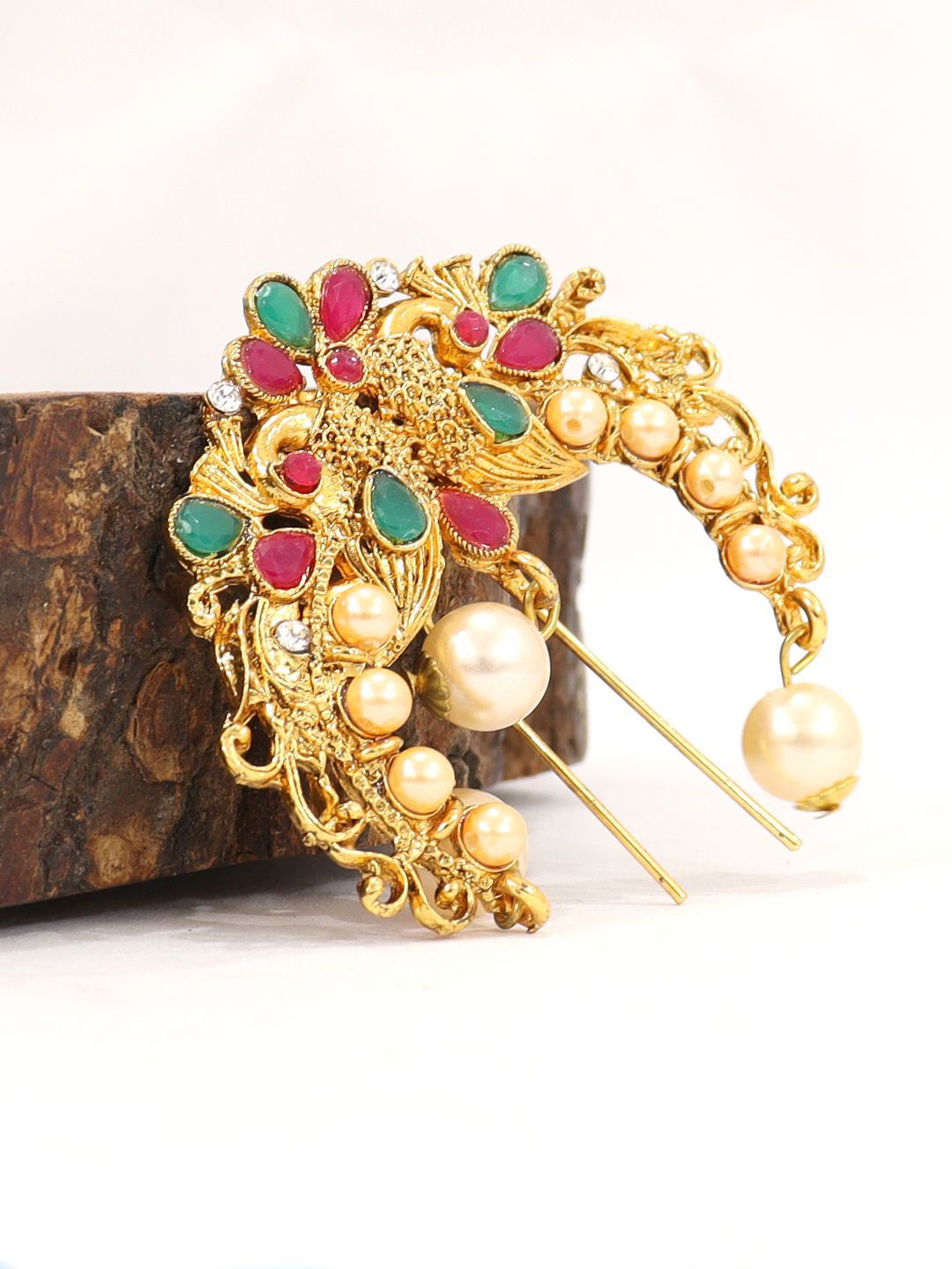 

KRENOZ Women Embellished Aambada Juda Pin Hair Accessory, Gold