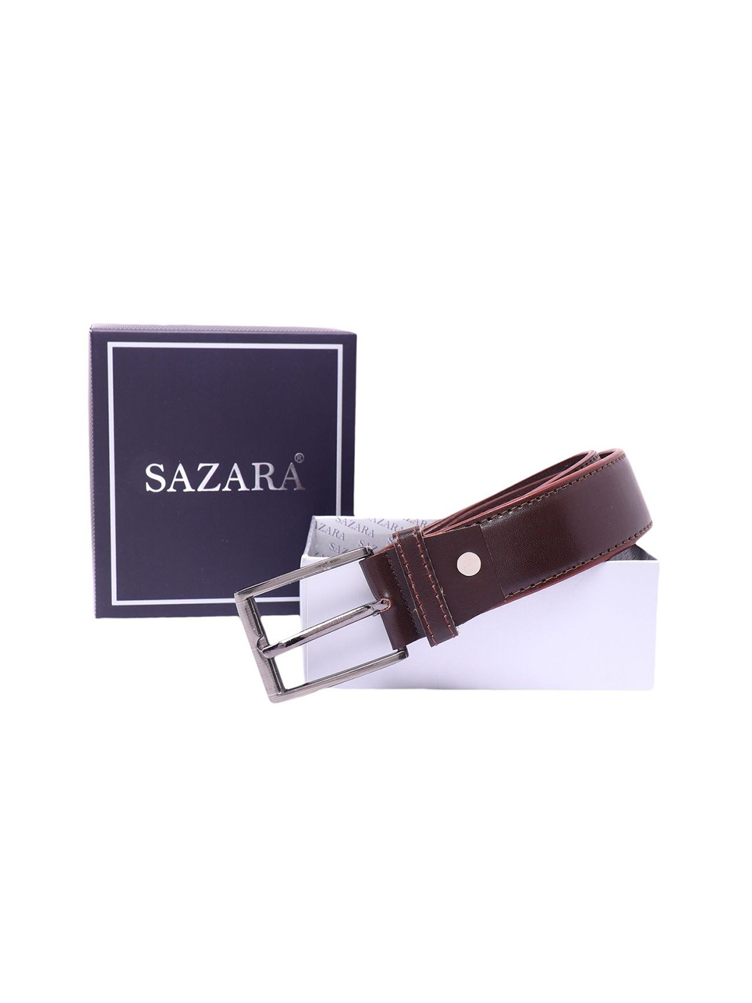 

SAZARA Men Textured Tang Closure Leather Belt, Brown