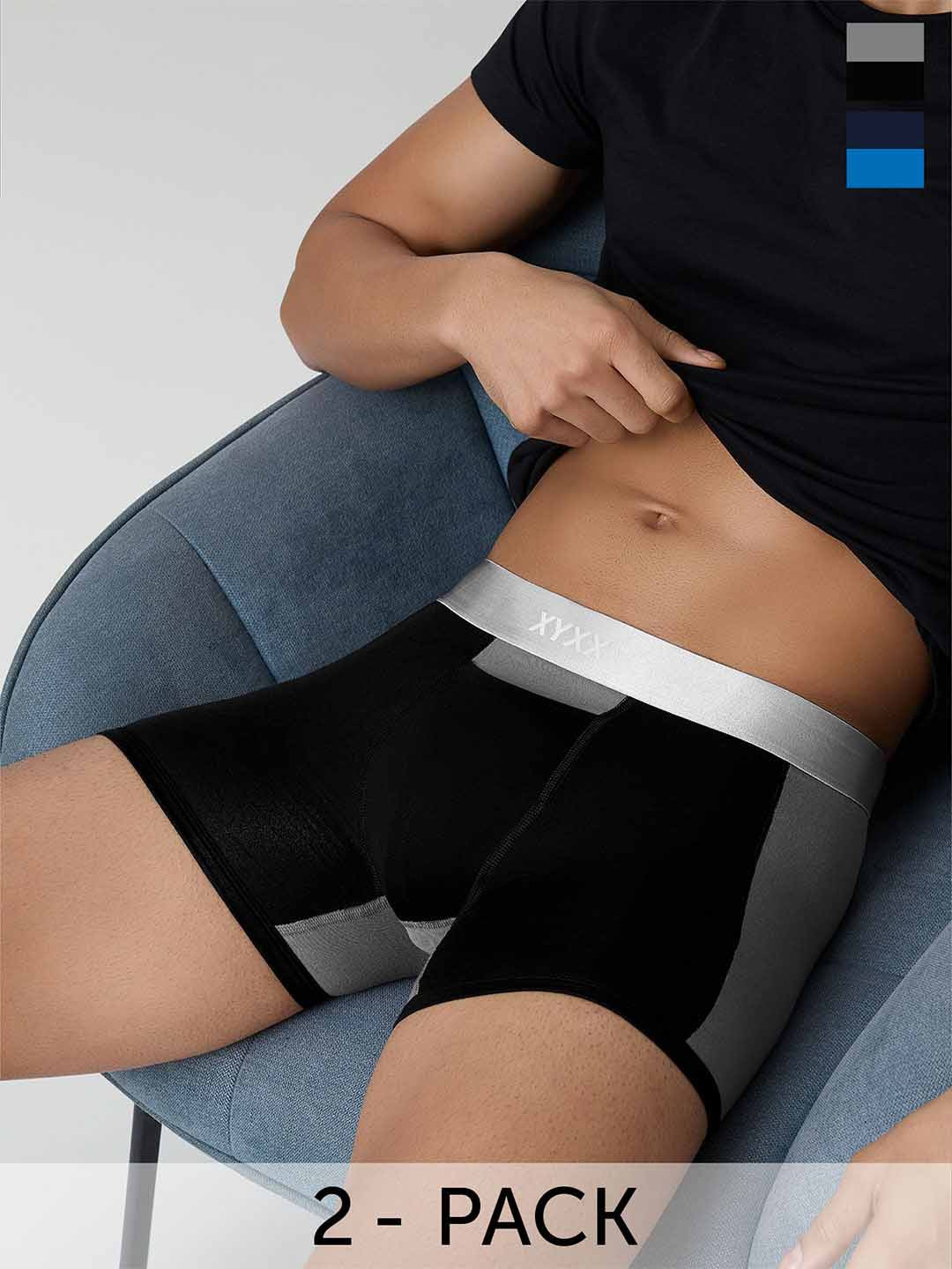 

XYXX Men IntelliSoft Antimicrobial Micro Modal Pack of 2 Illuminati Trunks XYTRNK2PCKN236, Blue