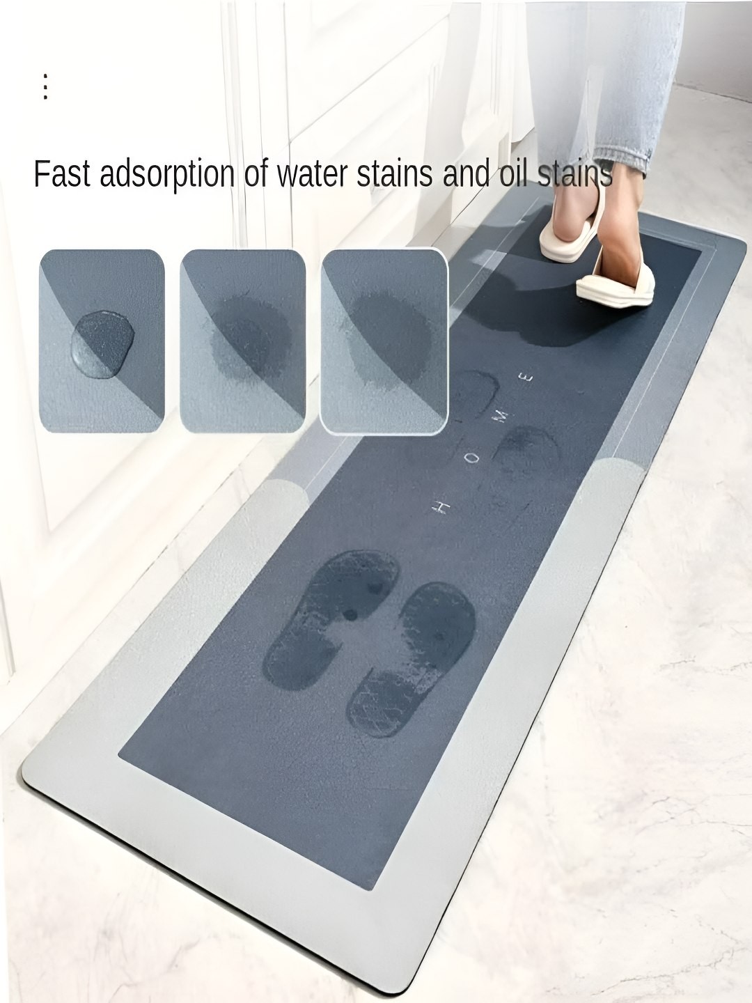 

DALUCI Grey & White 2 Pieces Colorblocked Rectangular Kitchen Mats