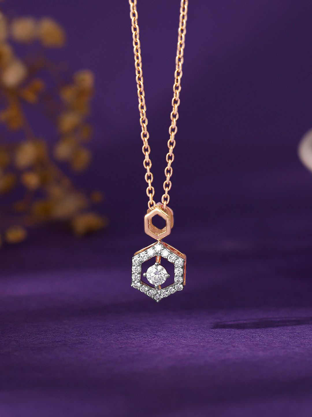 

GIVA Women 18KT BIS Hall Mark Pendant Diamond- 1.21g, Rose gold