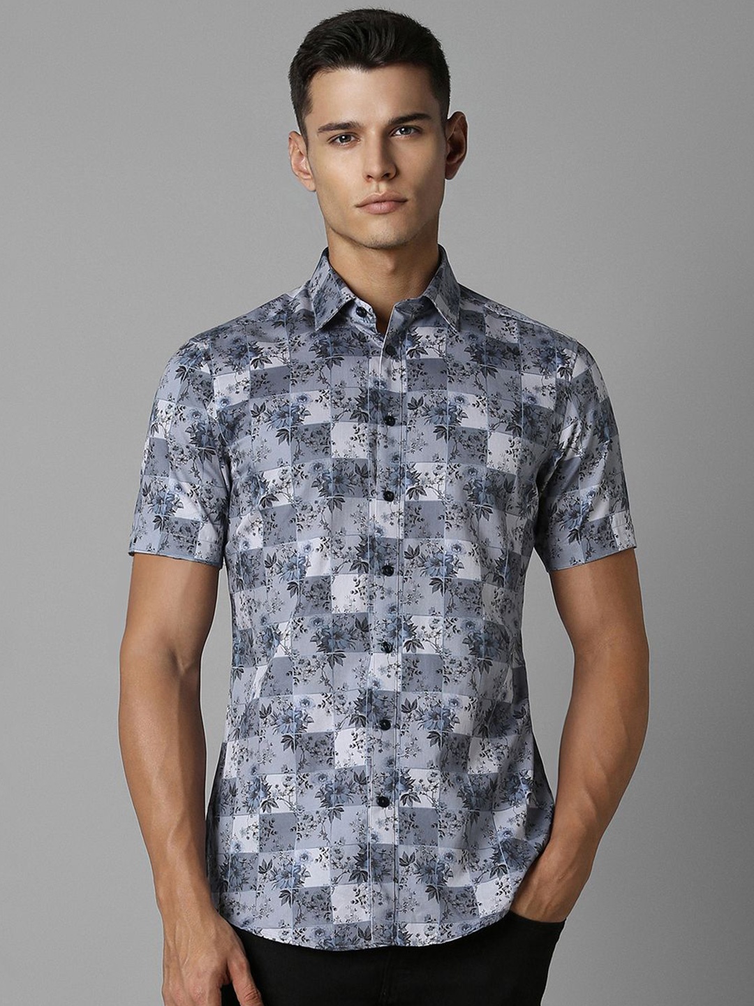 

Louis Philippe Sport Men Slim Fit Floral Printed Pure Cotton Casual Shirt, Grey