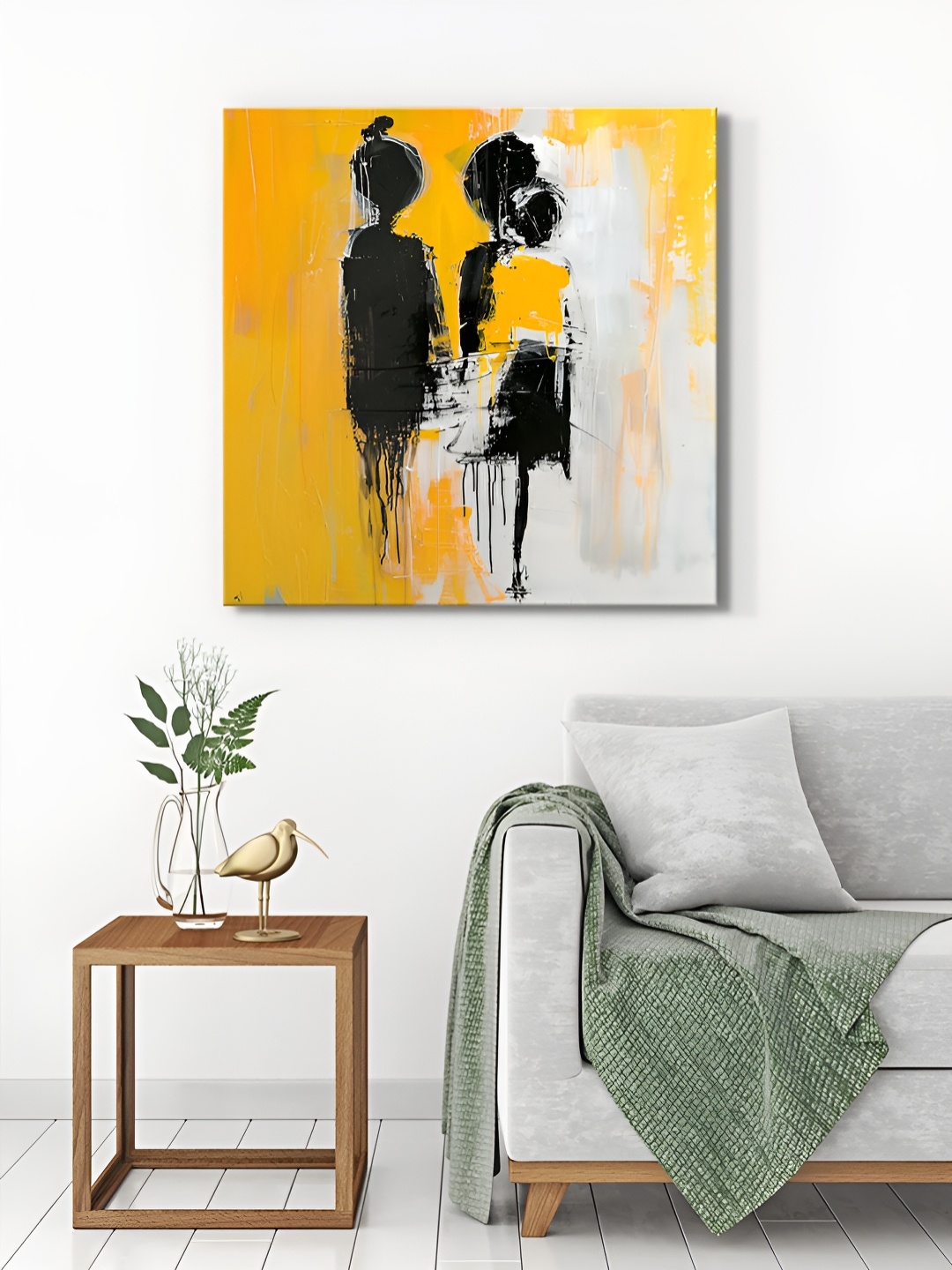 

999Store Yellow & Black Silhouettes Canvas Painting Wall Art