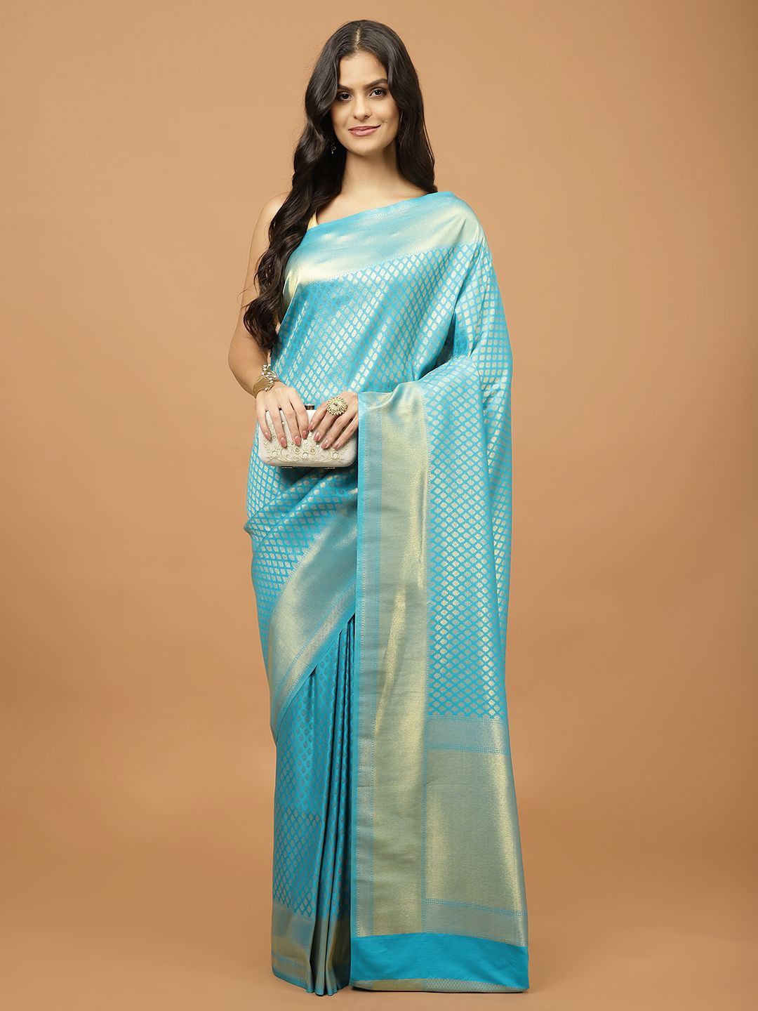 

Meena Bazaar Woven Design Zari Saree, Blue