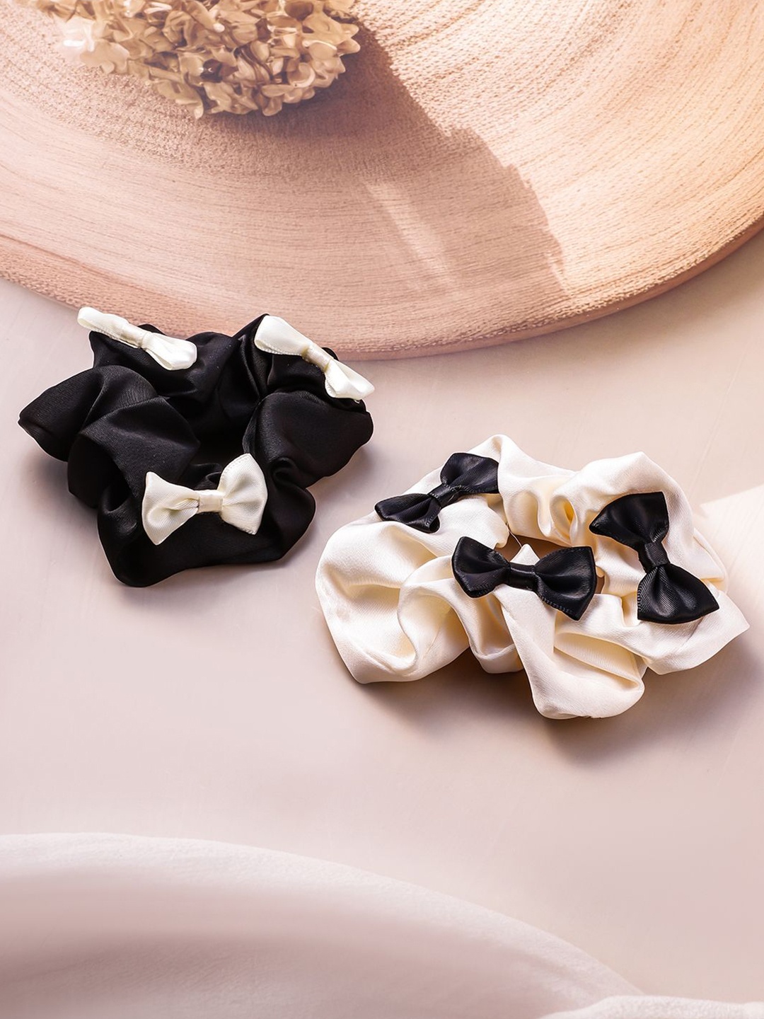 

Rubans Women Set Of 2 Scrunchie Ponytail Holders, Cream