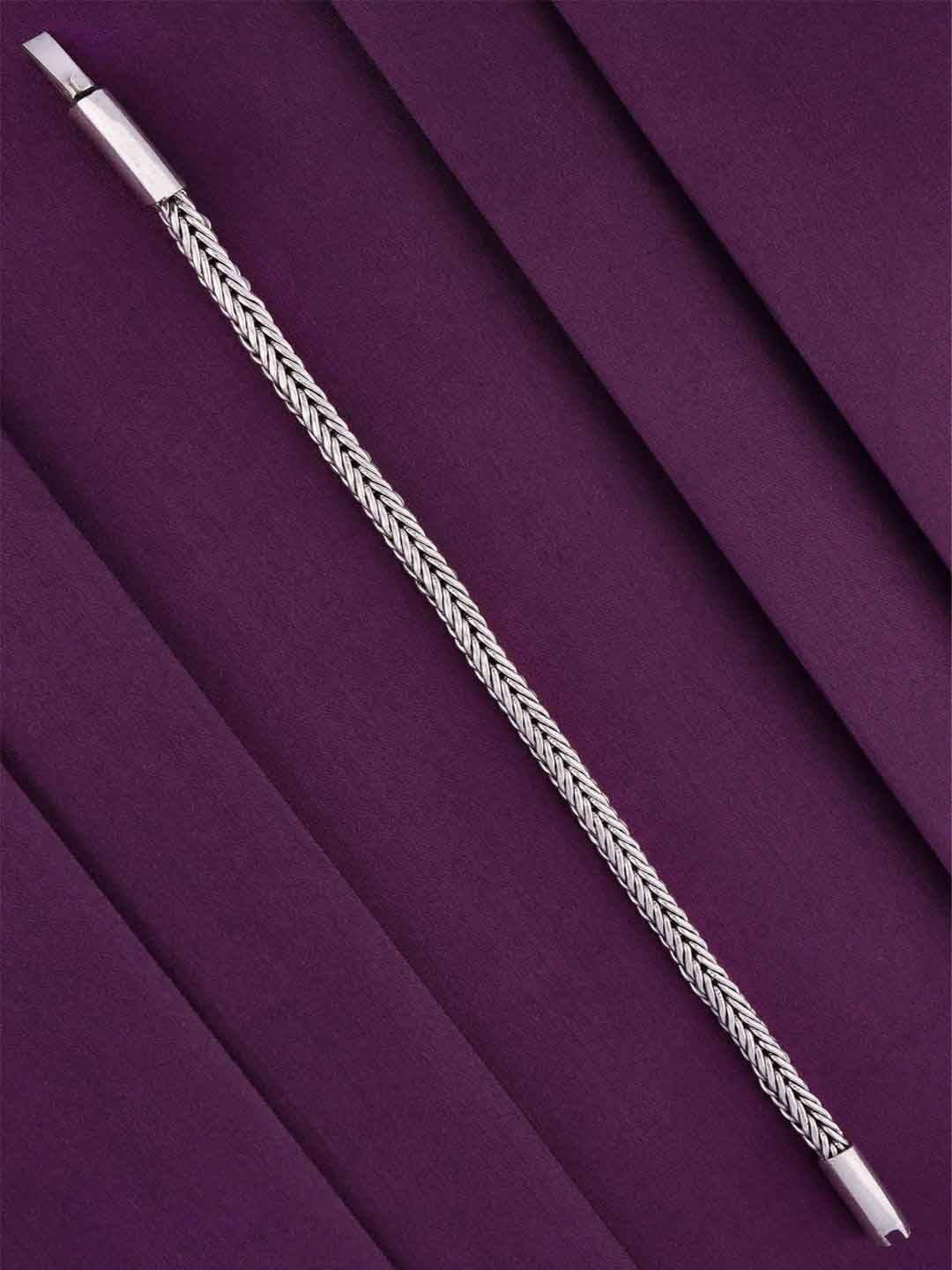 

KAI JEWEL Men Sterling Silver Rhodium-Plated Wraparound Bracelet