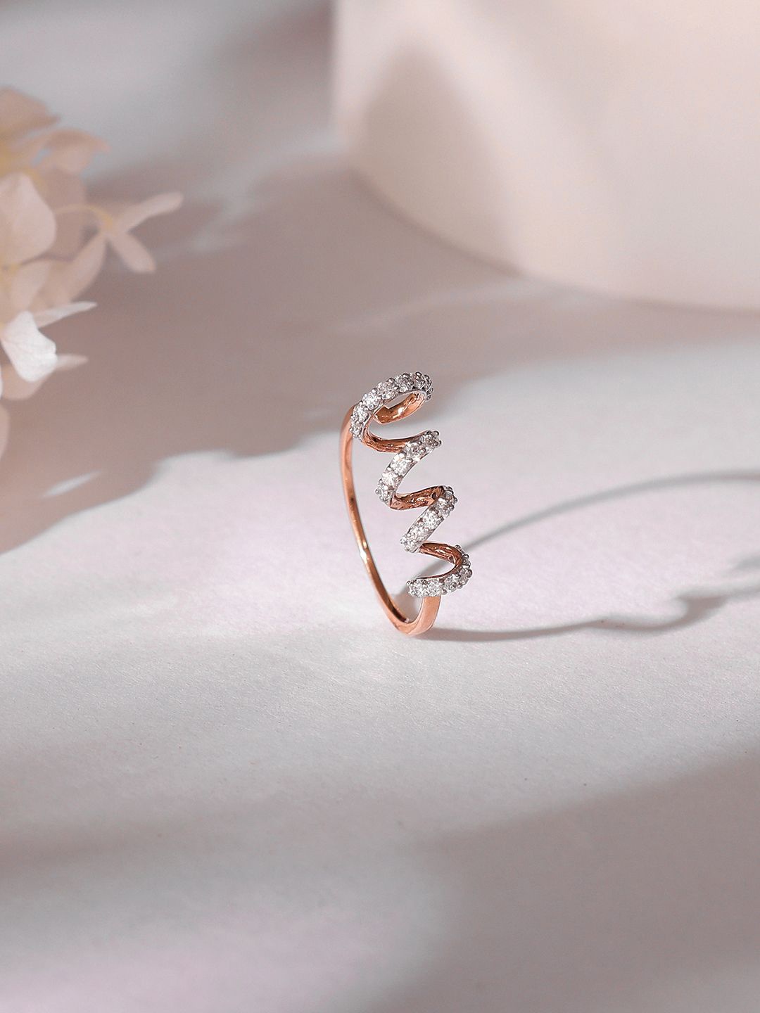 

GIVA Women 18K Rose Gold Diamond Ring