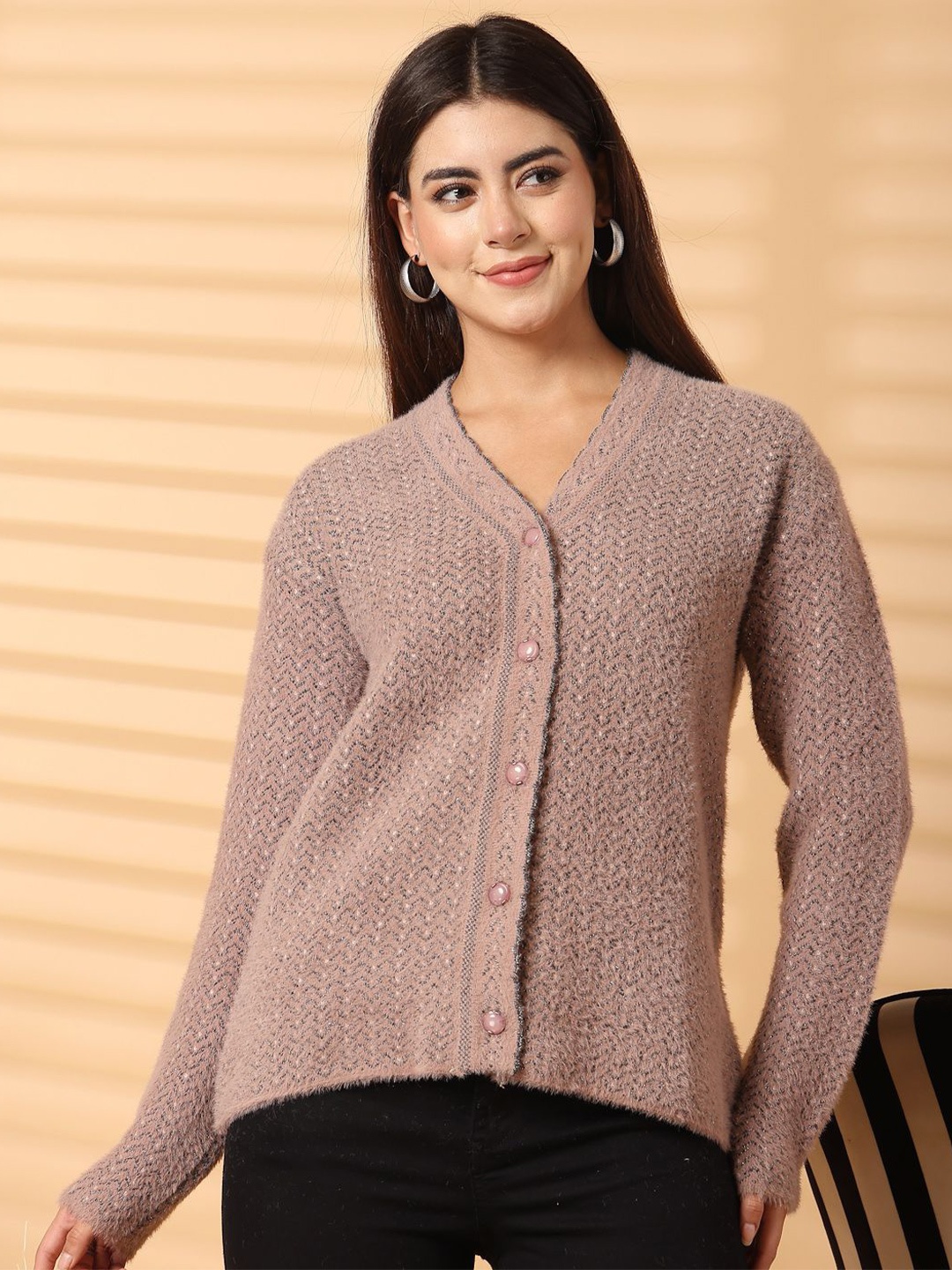 

Clora Creation Women Woollen Cardigan, Brown