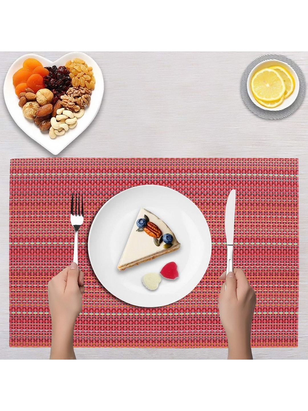 

LooMantha Red & Blue 2 Pieces Striped Rectangle Shape Table Placemats