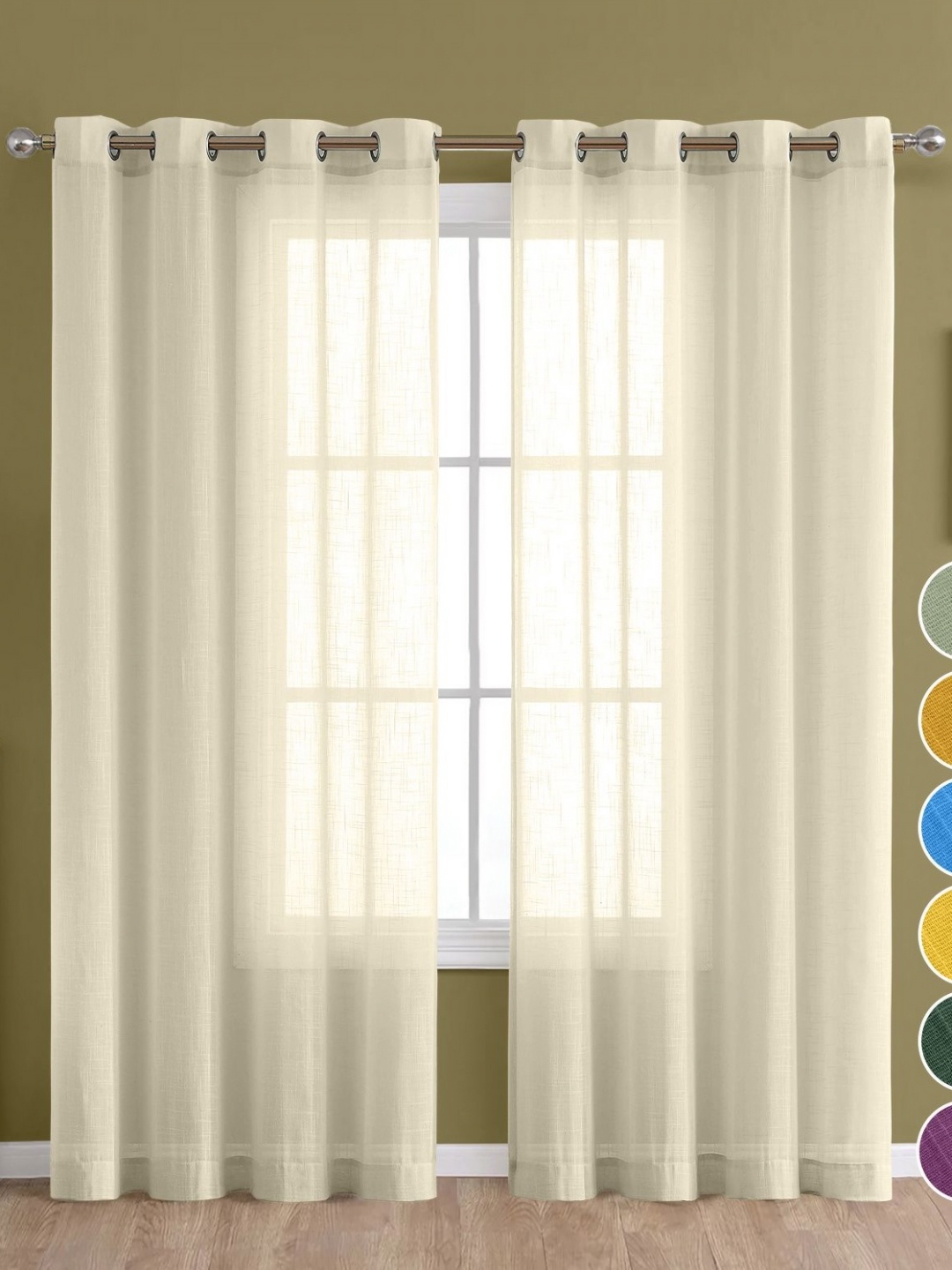 

THE LINEN COMPANY Off White 2 Pieces Sheer Door Curtains